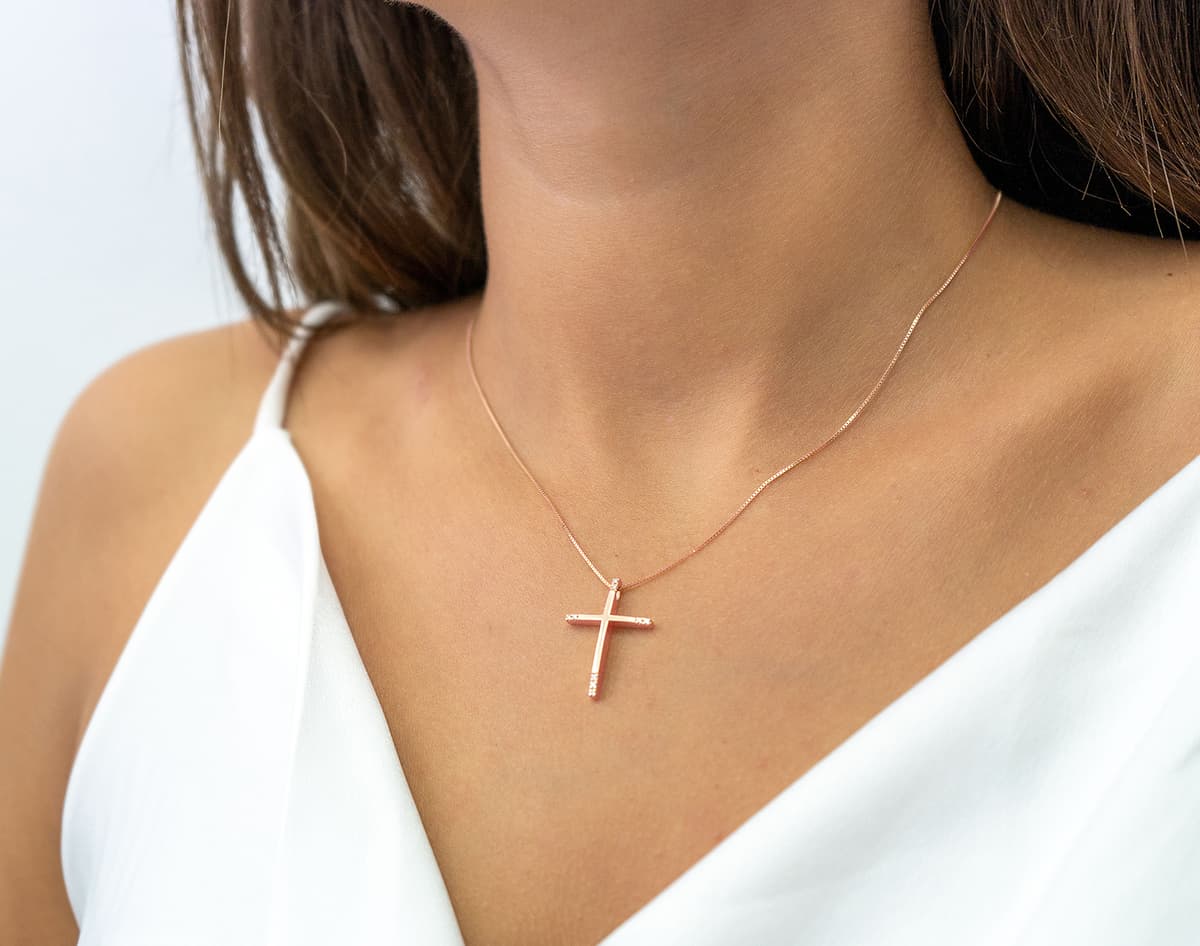 Girls' Baptism Crosses Gofas Rose Gold