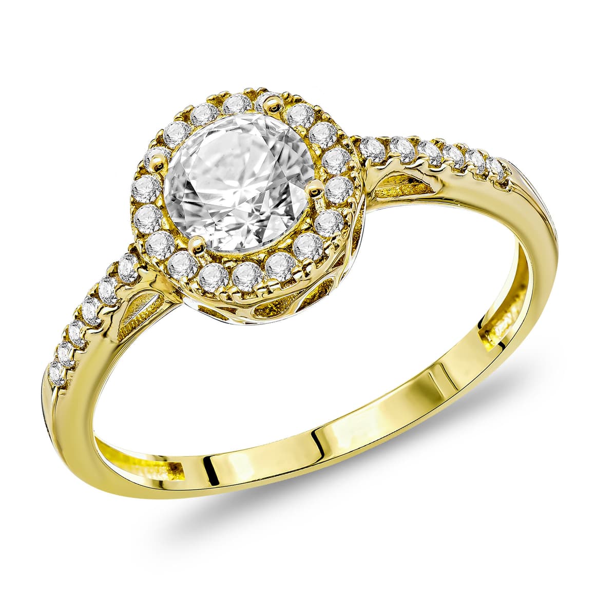 Δαχτυλίδι Μονόπετρο με Λευκές Πέτρες απο Κίτρινο Χρυσό 14 Καρατίων DX2094