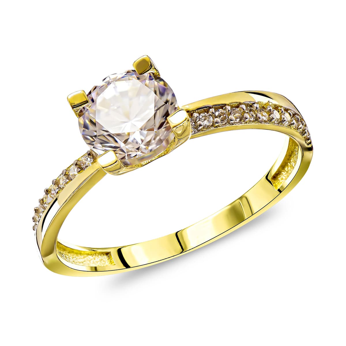 Δαχτυλίδι Μονόπετρο με Λευκές Πέτρες απο Κίτρινο Χρυσό 14 Καρατίων DX2097