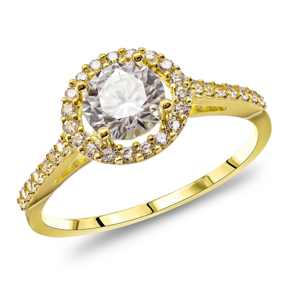 Δαχτυλίδι Μονόπετρο με Λευκές Πέτρες απο Κίτρινο Χρυσό 14 Καρατίων DX2103