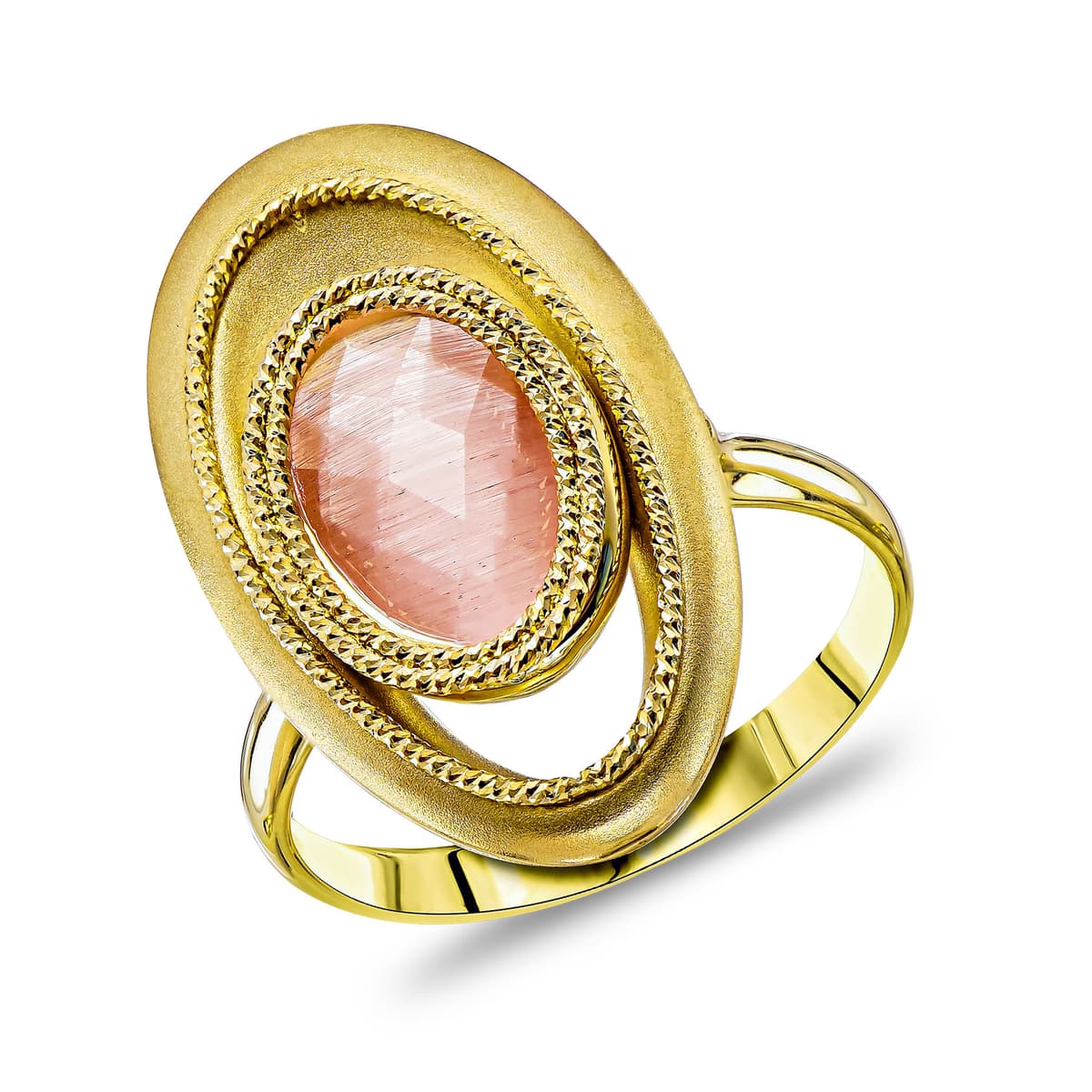 Δαχτυλίδι με Ροζ Πέτρα απο Κίτρινο Χρυσό 14 Καρατίων DX2112