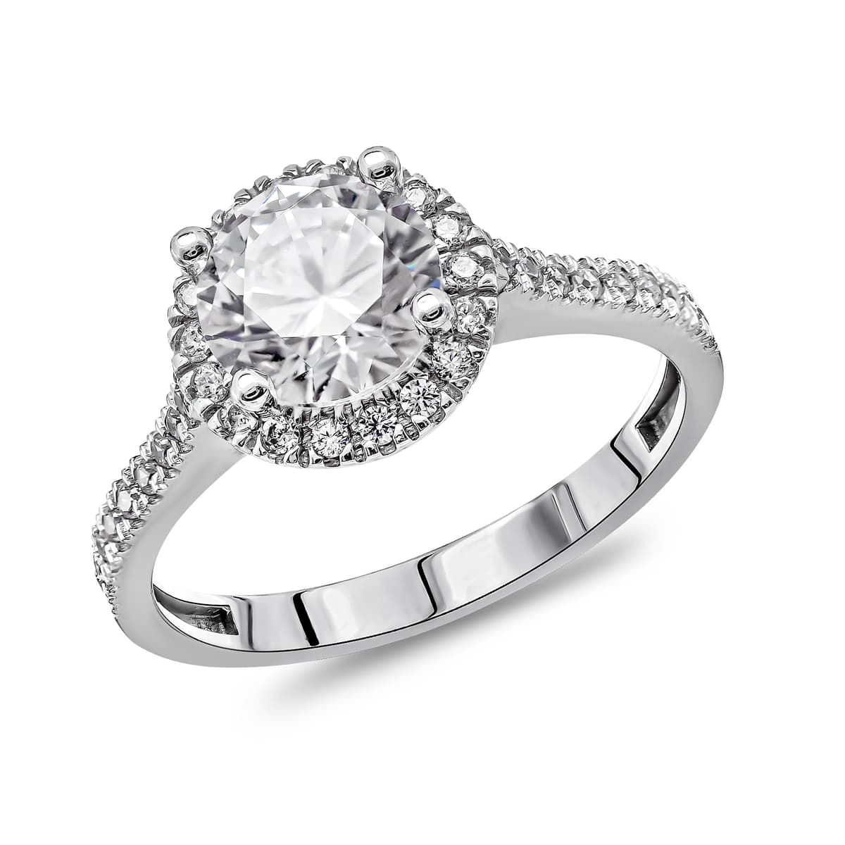 Δαχτυλίδι Μονόπετρο με Λευκές Πέτρες απο Λευκό Χρυσό 14 Καρατίων DX2128