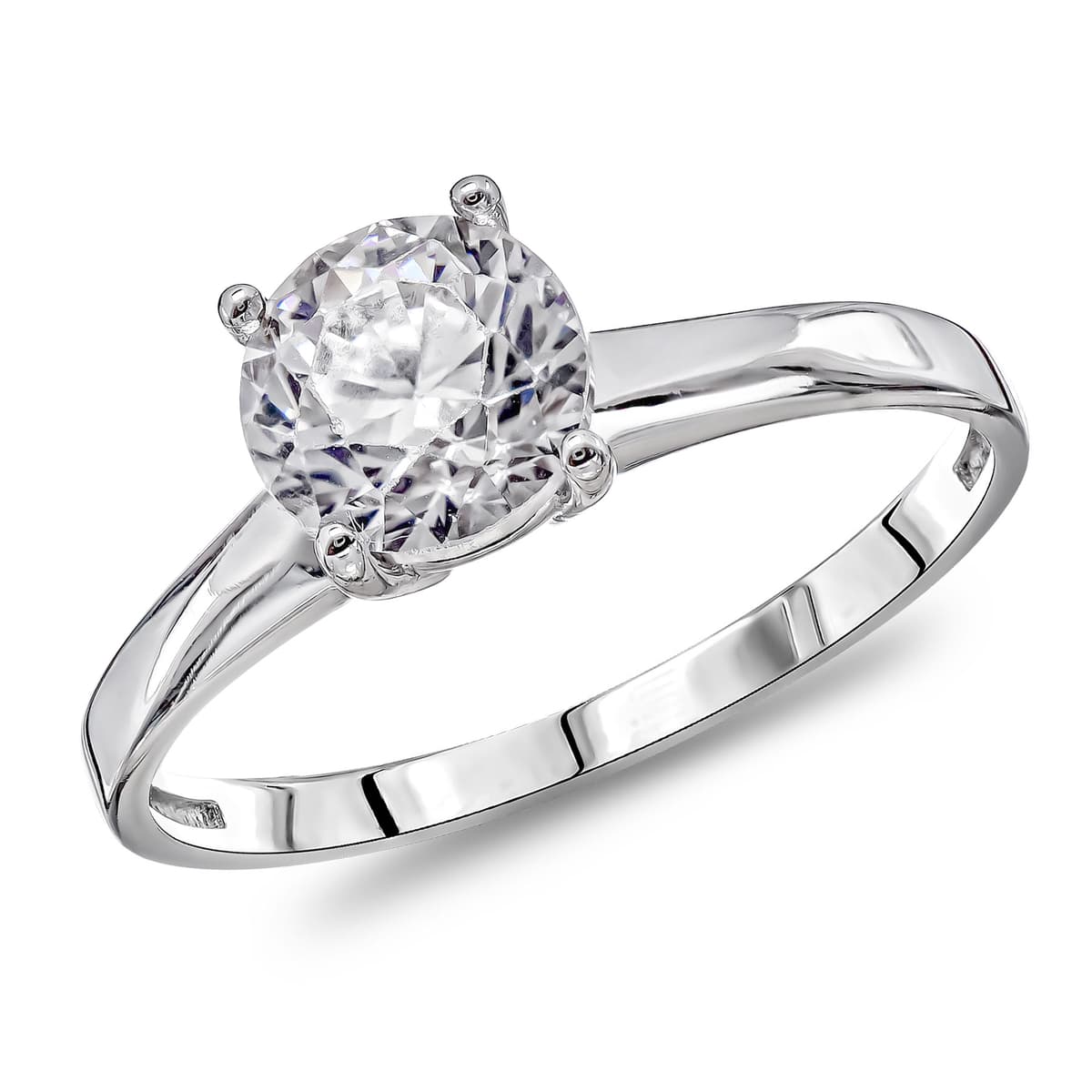 Δαχτυλίδι Μονόπετρο με Λευκές Πέτρες απο Λευκό Χρυσό 14 Καρατίων DX2130