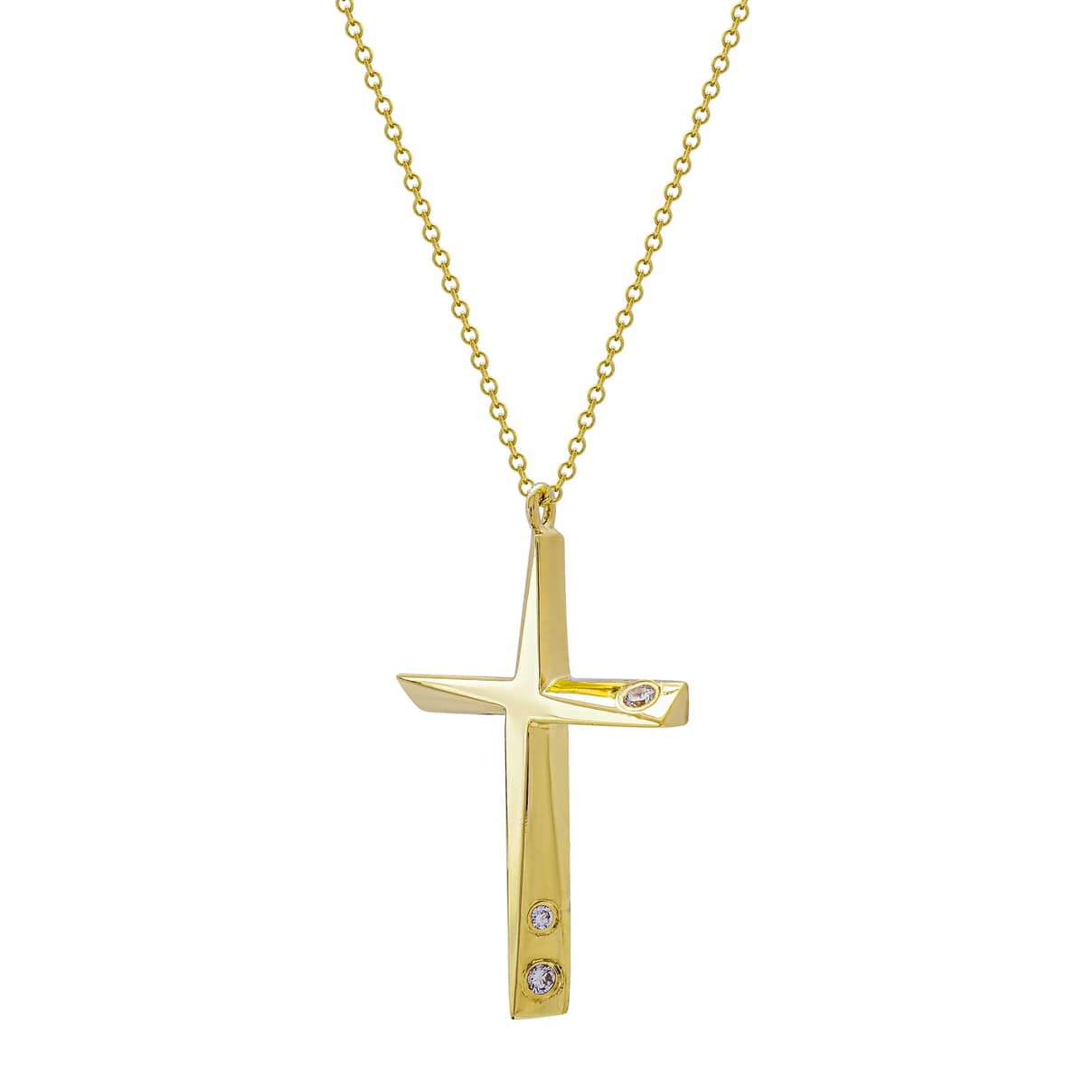 Σταυρός Βάπτισης Γυναικείος Σε Kίτρινο Χρυσό 18 Καρατίων με Διαμάντια Brilliant DST3540