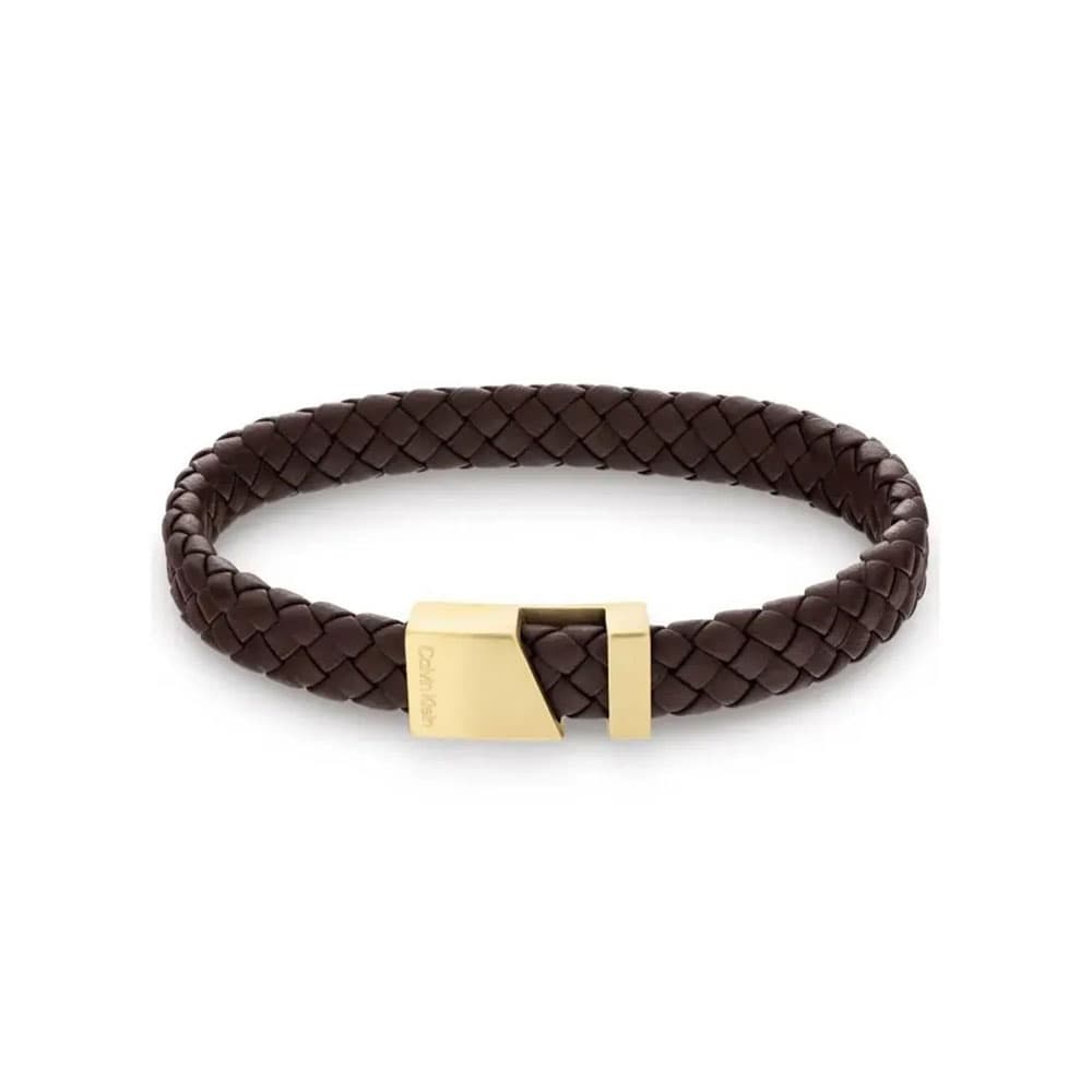 Calvin Klein Ανδρικό Βραχιόλι Από Δέρμα Και Επιχρυσωμένο Ατσάλι 35000501