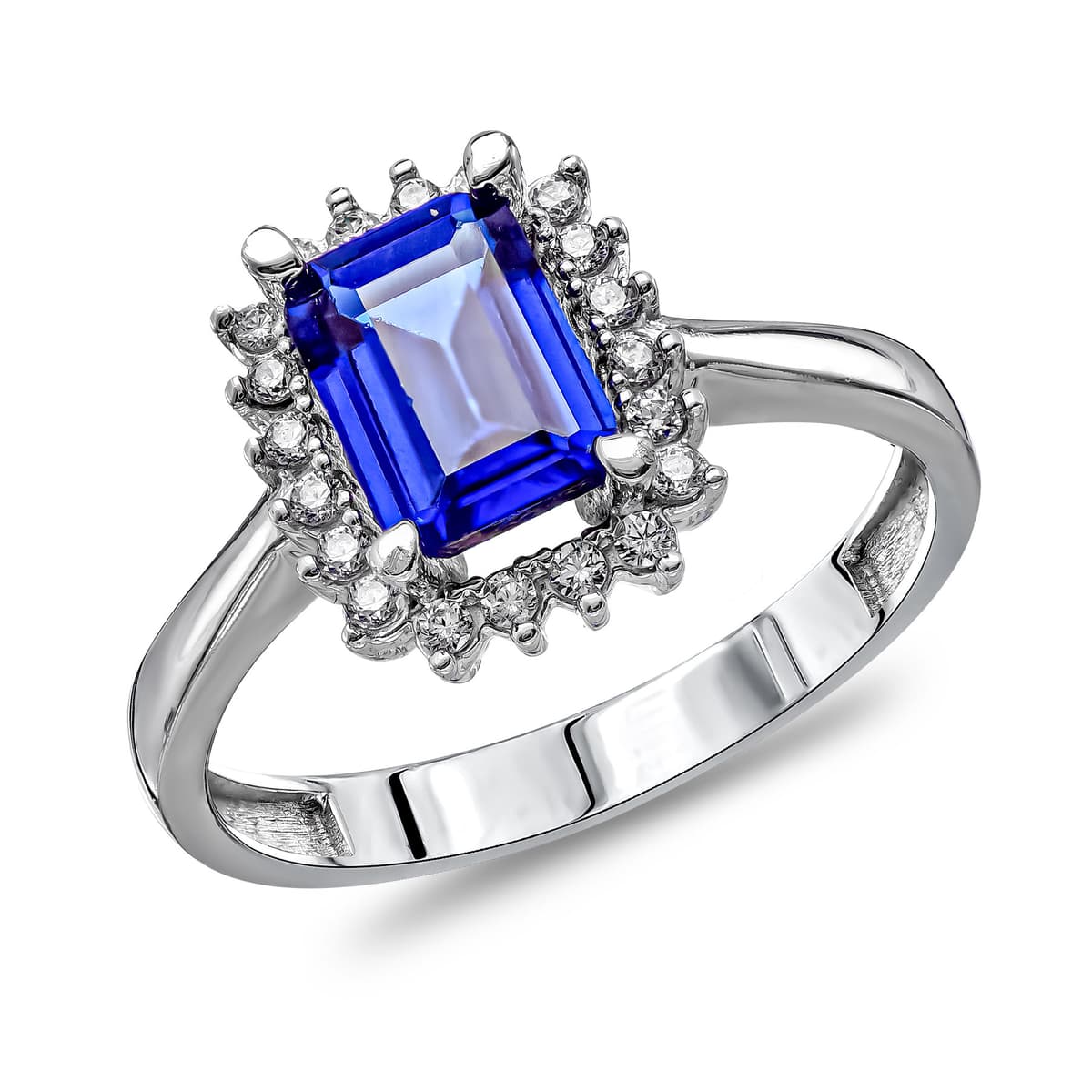 Δαχτυλίδι Μονόπετρο με Μπλε Πέτρες απο Λευκό Χρυσό 14 Καρατίων DX2137