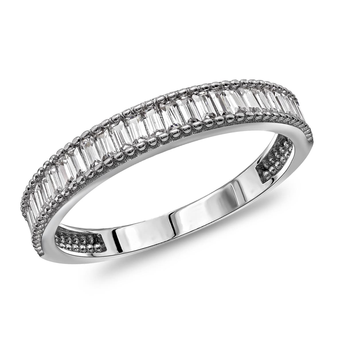 Δαχτυλίδι Mισόβερο με Λευκές Πέτρες απο Λευκό Χρυσό 14 Καρατίων DX2145