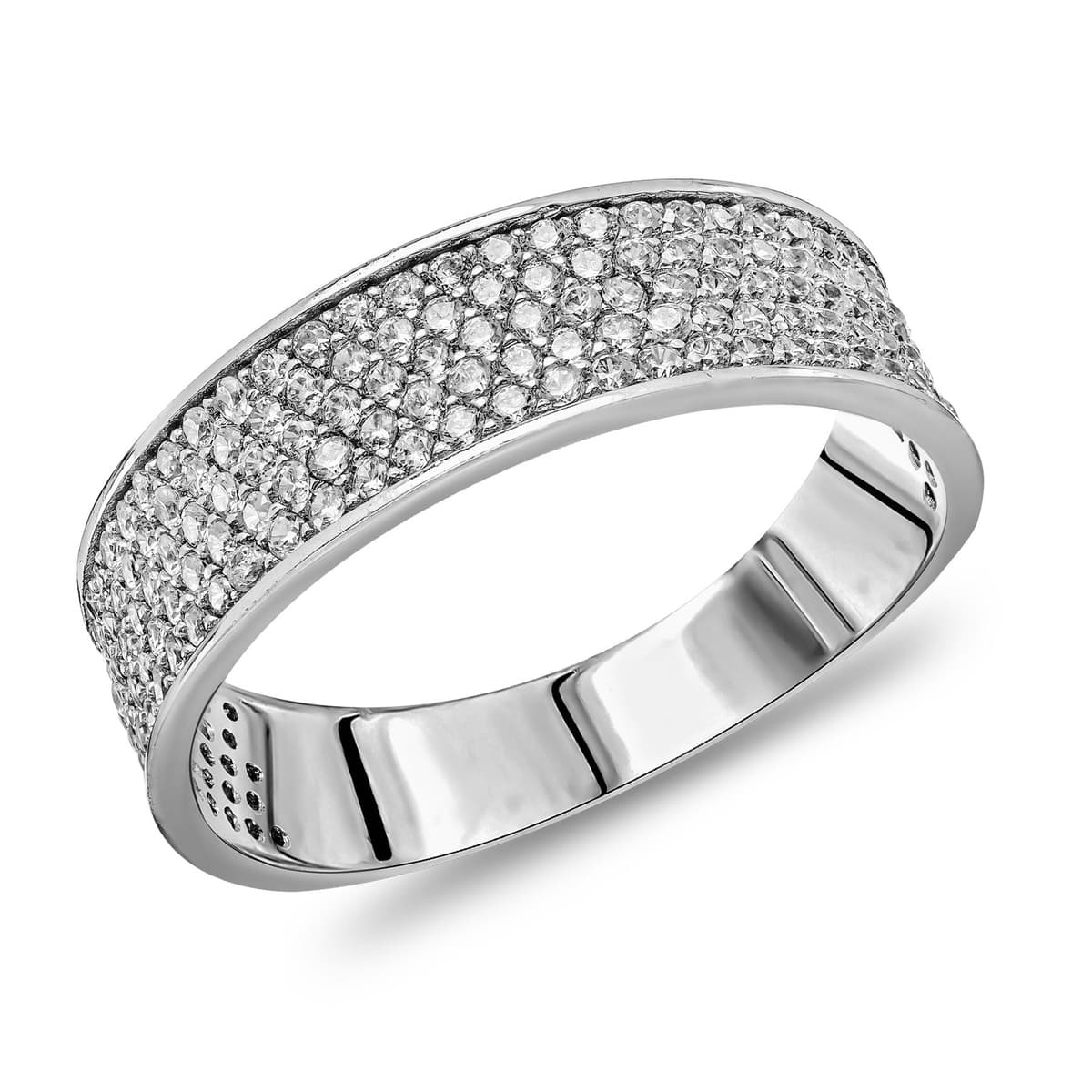 Δαχτυλίδι με Λευκές Πέτρες απο Λευκό Χρυσό 14 Καρατίων DX2147