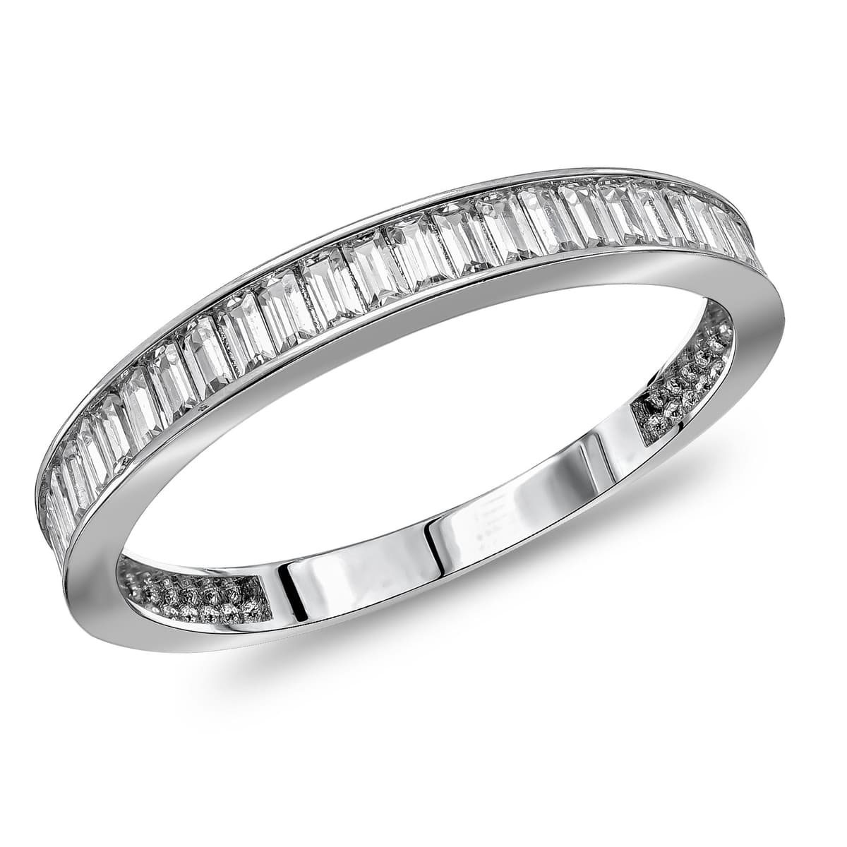 Δαχτυλίδι Mισόβερο με Λευκές Πέτρες απο Λευκό Χρυσό 14 Καρατίων DX2148