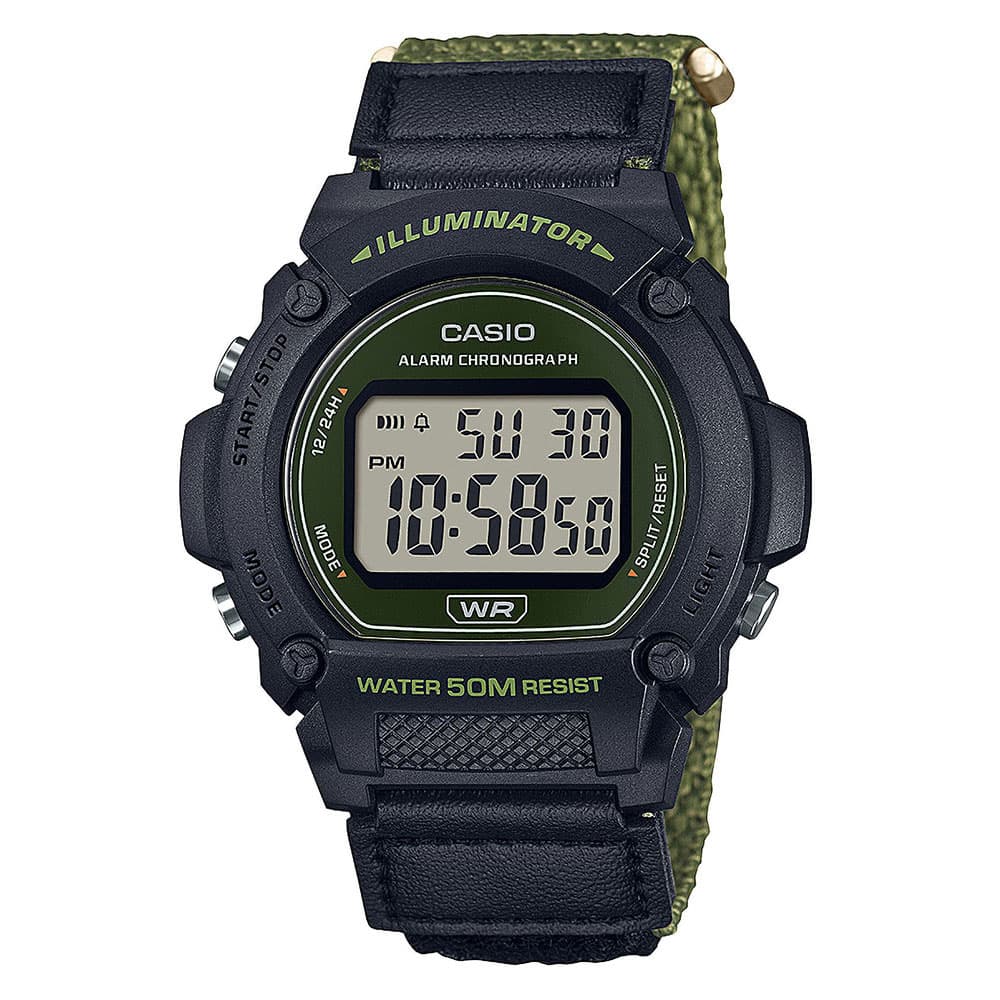 CASIO Collection Chronograph Two Tone Combined Materials Strap W-219HB-3AVEF