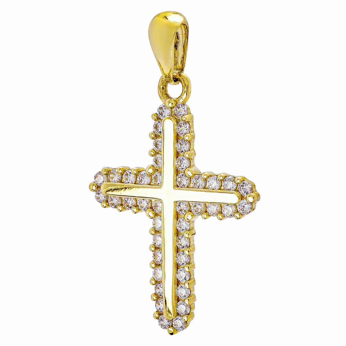 Σταυρός Βάπτισης Γυναικείος Σε Κίτρινο Χρυσό 14 Καρατίων με Πέτρες ST3536