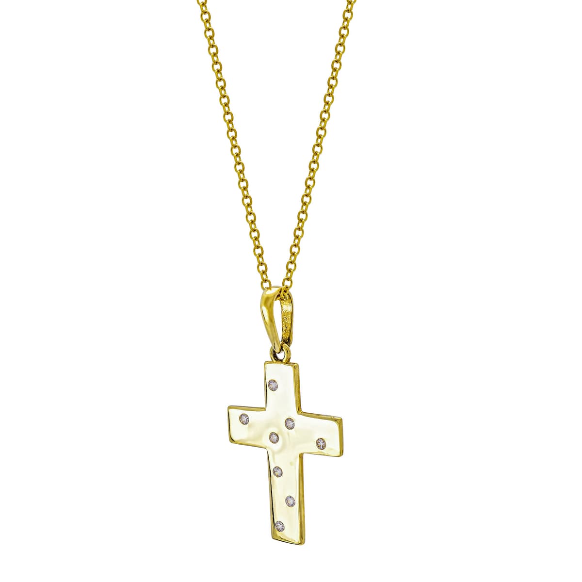 Σταυρός Βάπτισης Γυναικείος από Κίτρινο Χρυσό 14 Καρατίων με Πέτρες ST3551