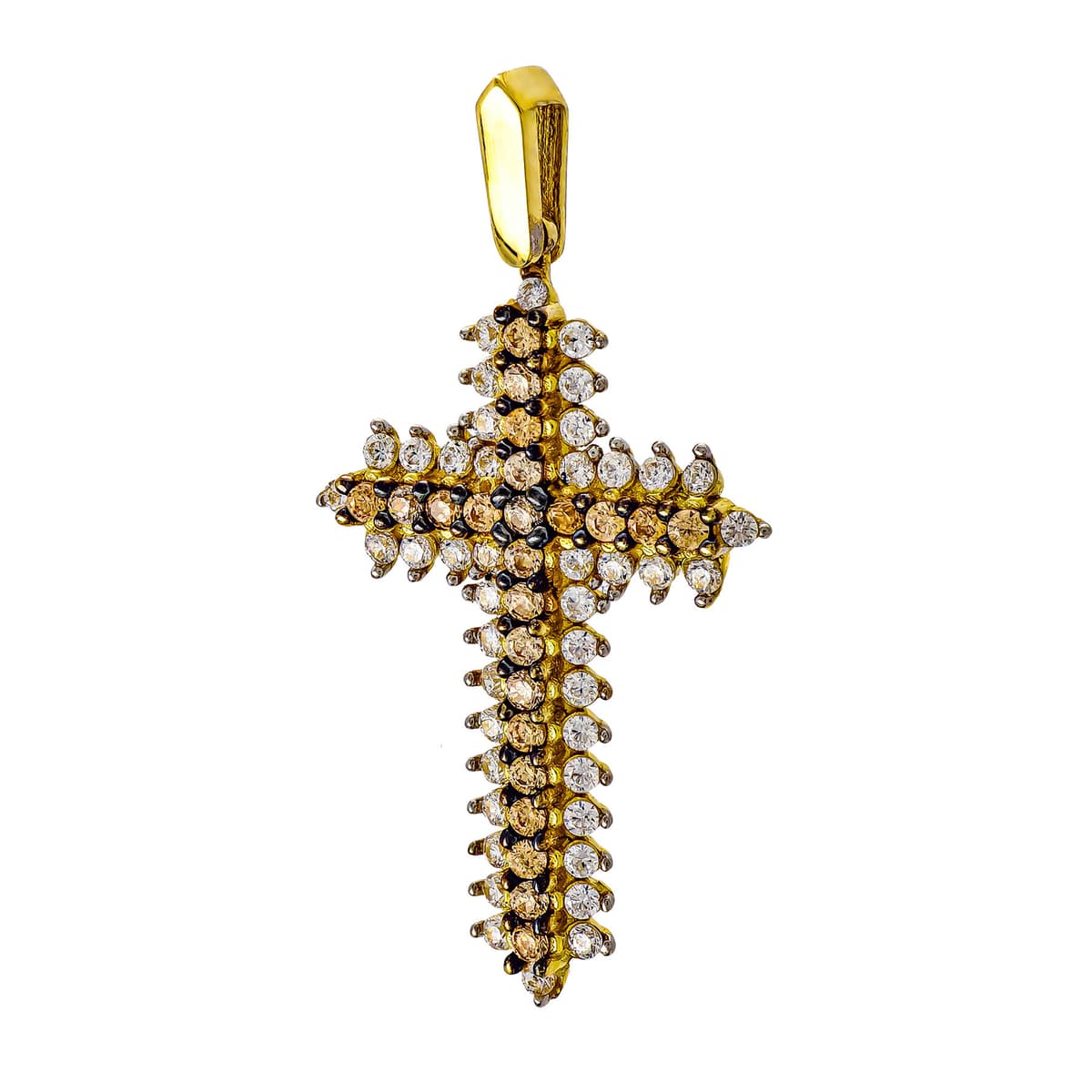 Σταυρός Βάπτισης Γυναικείος Σε Κίτρινο Χρυσό 14 Καρατίων με Πέτρες ST3563