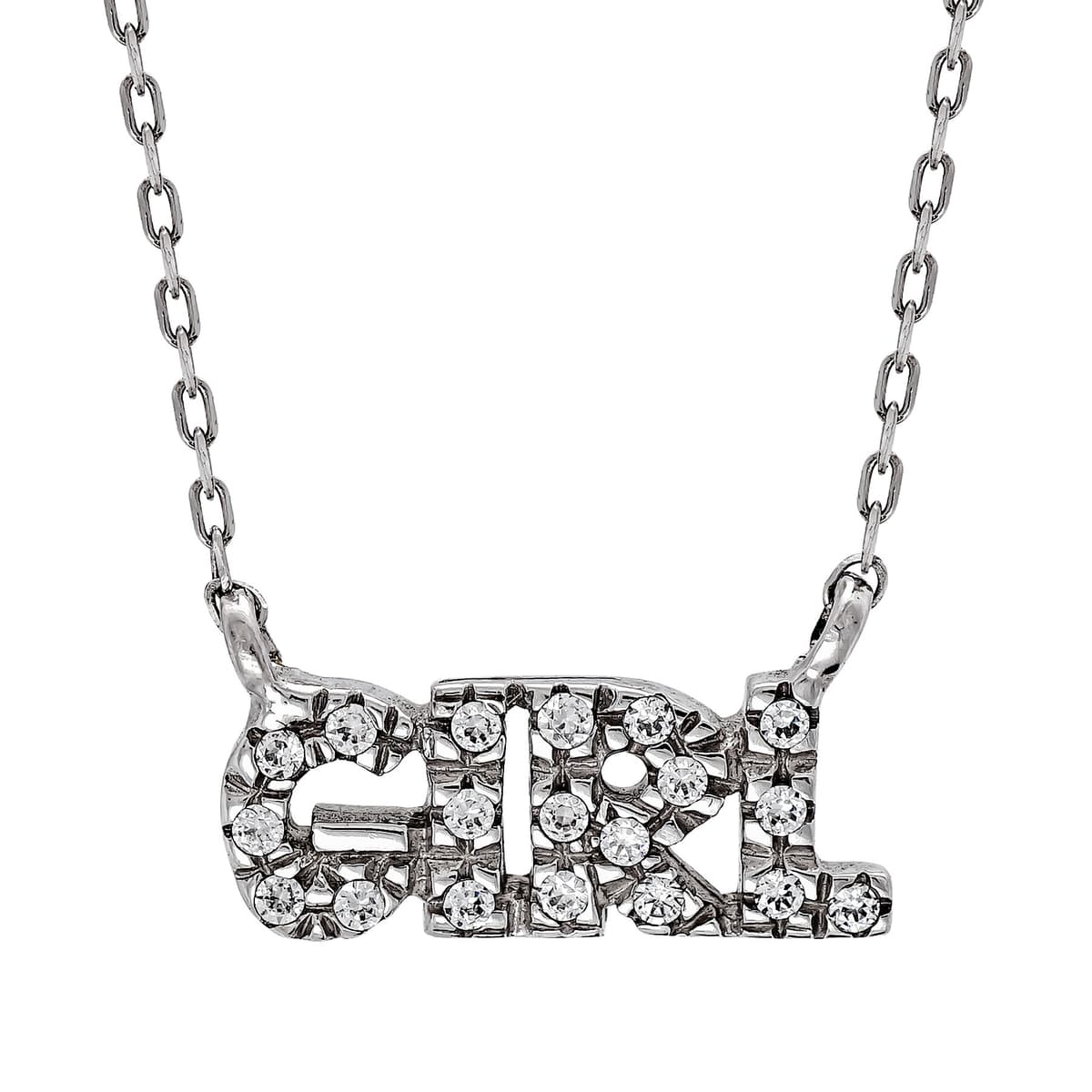 Κολιέ με Girl από Λευκό Χρυσό 14 Καρατίων KL2579