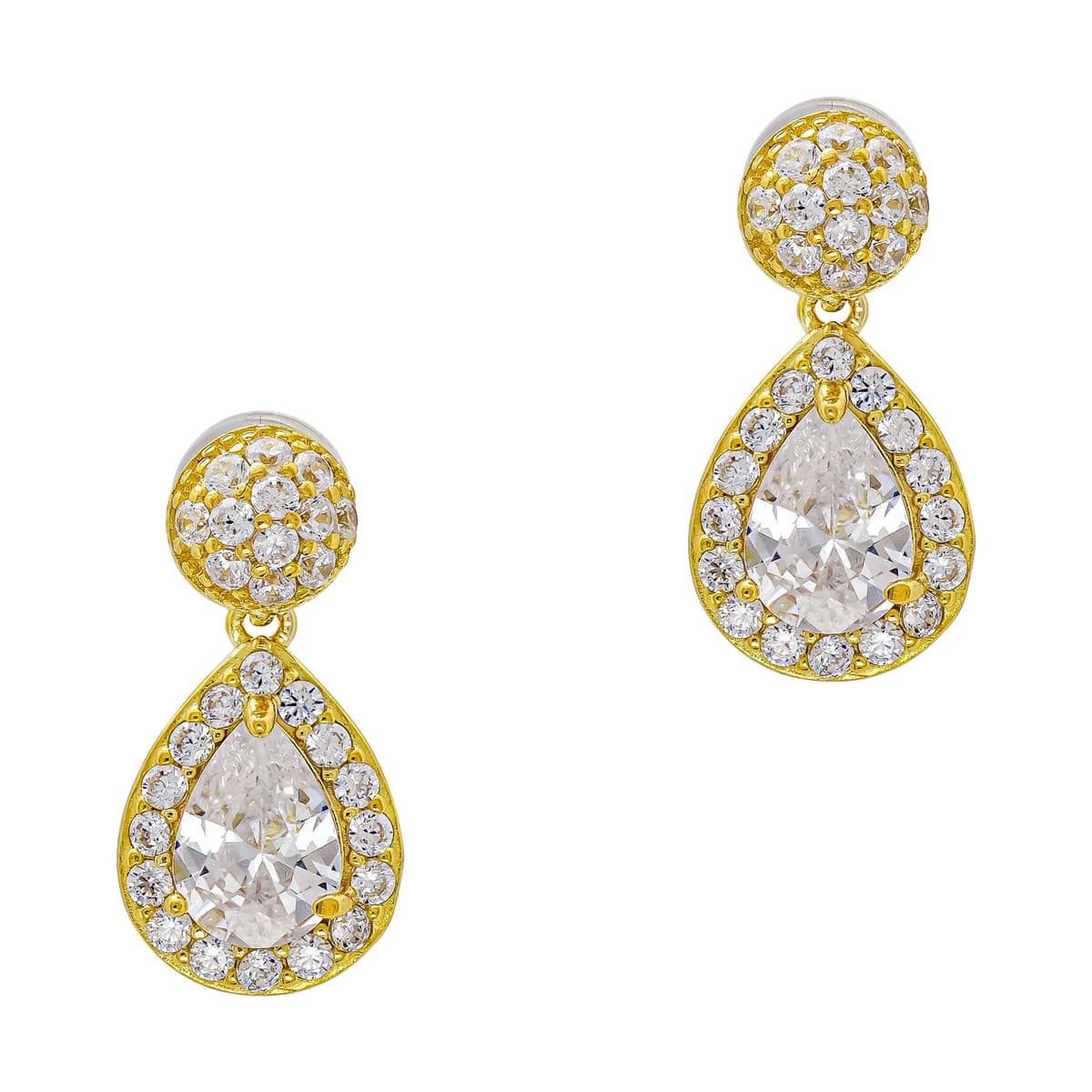 Σκουλαρίκια με Λευκές Πέτρες απο Επιχρυσωμένο Ασήμι SK3443