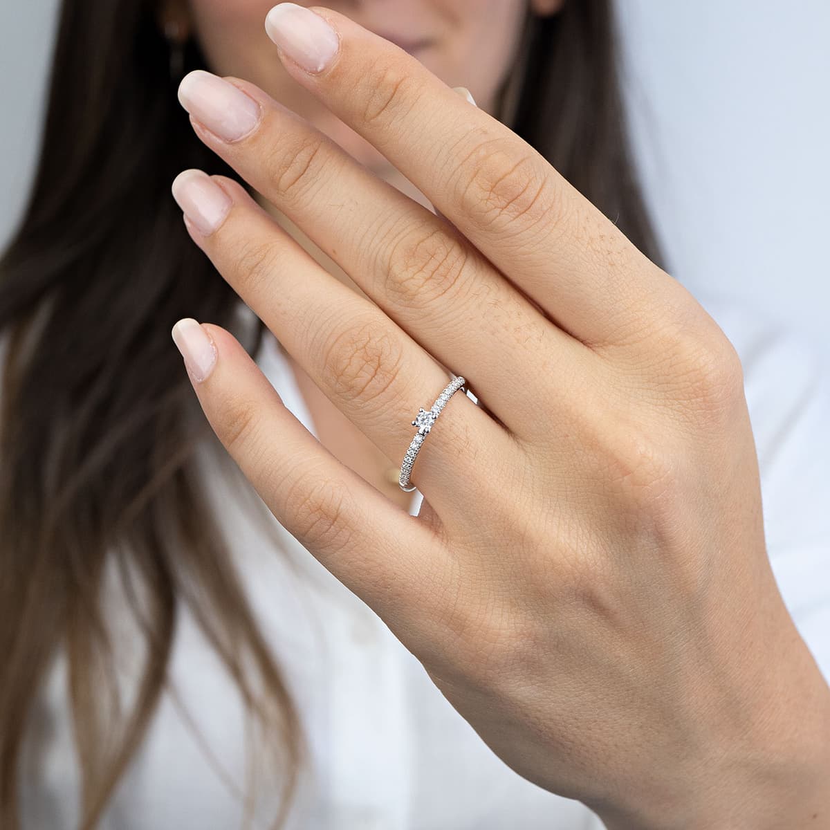 Women's Engagement Rings Diamond Group Silver