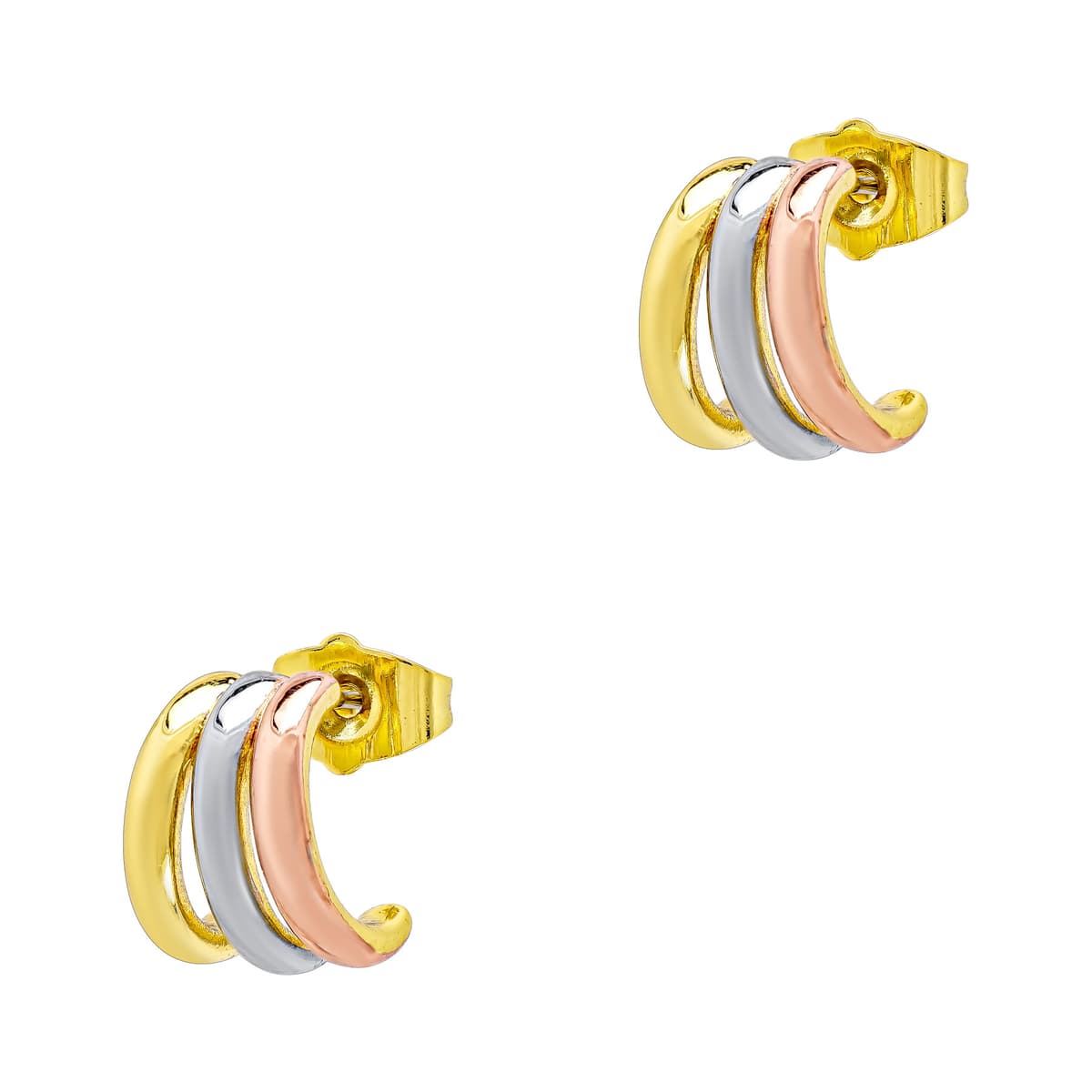 Luxenter Σκουλαρίκια Κρίκοι από Τρίχρωμο Ασήμι SK3150