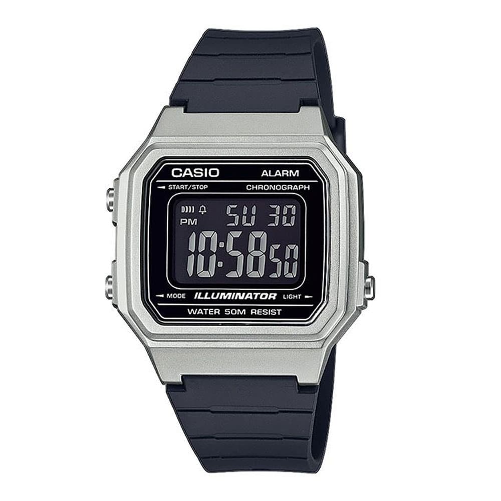 CASIO Collection Chronograph Black Rubber Strap W-217HM-7BVEF