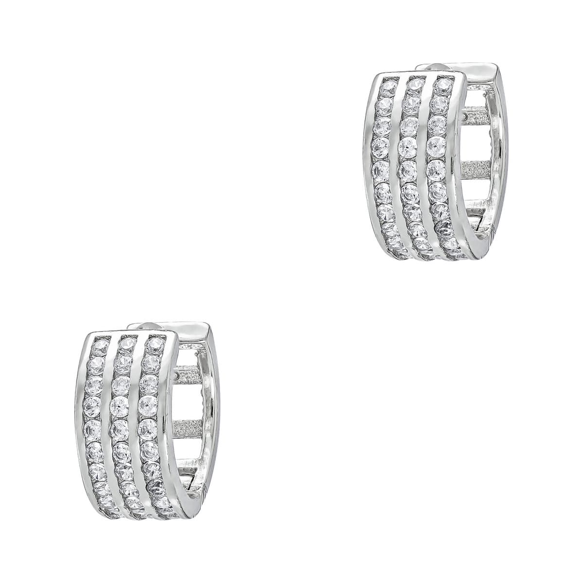 Σκουλαρίκια Kρίκοι με Λευκές Πέτρες από Ασήμι SK3309