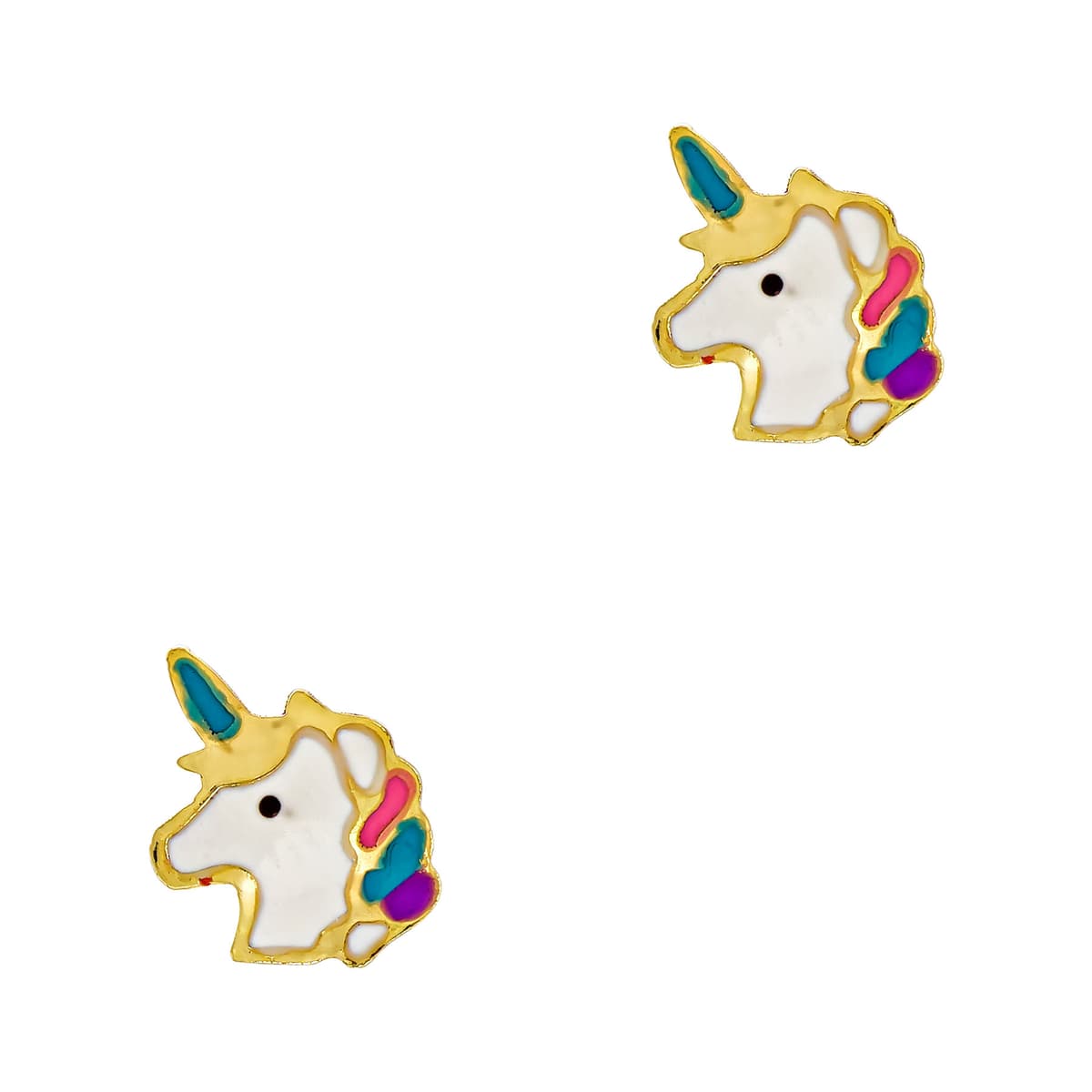 Παιδικά Σκουλαρίκια Μονόκερος Από Κίτρινο Χρυσό 9 Καρατίων PSK596