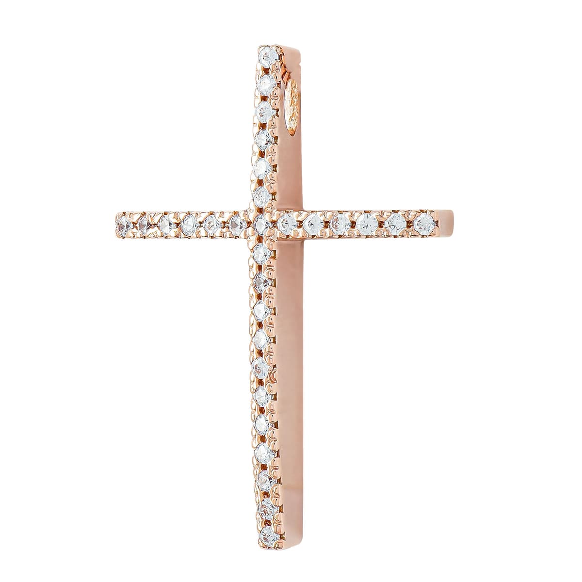 Σταυρός Βάπτισης Γυναικείος Σε Ροζ Χρυσό 14 Καρατίων με Πέτρες ST3678