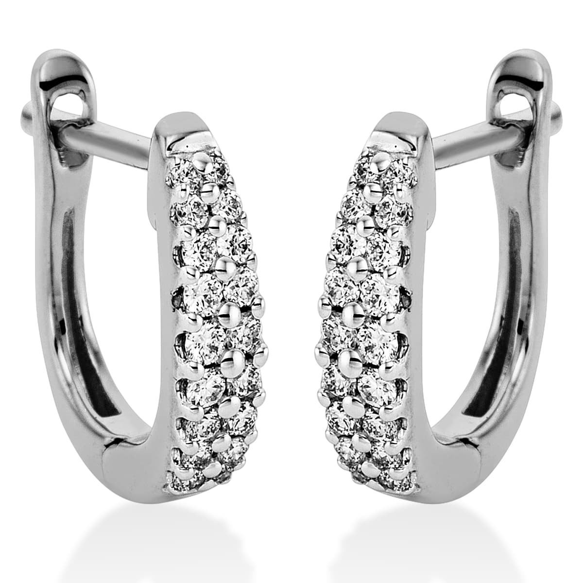 Women's Hoop Earrings Diamond Group Silver