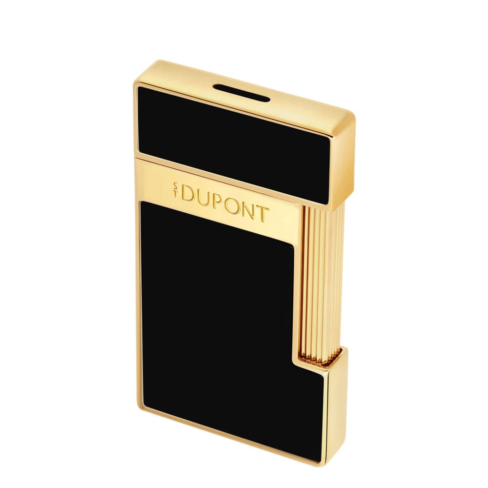S.T. Dupont Slimmy Επιχρυσωμένος Με Μαύρη Λάκα Αναπτήρας 028222