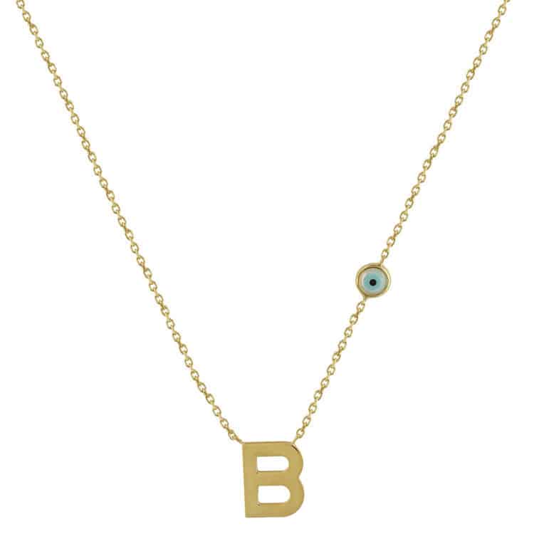 Κολιέ Μονόγραμμα “B” από Επιχρυσωμένο Ασήμι MG135