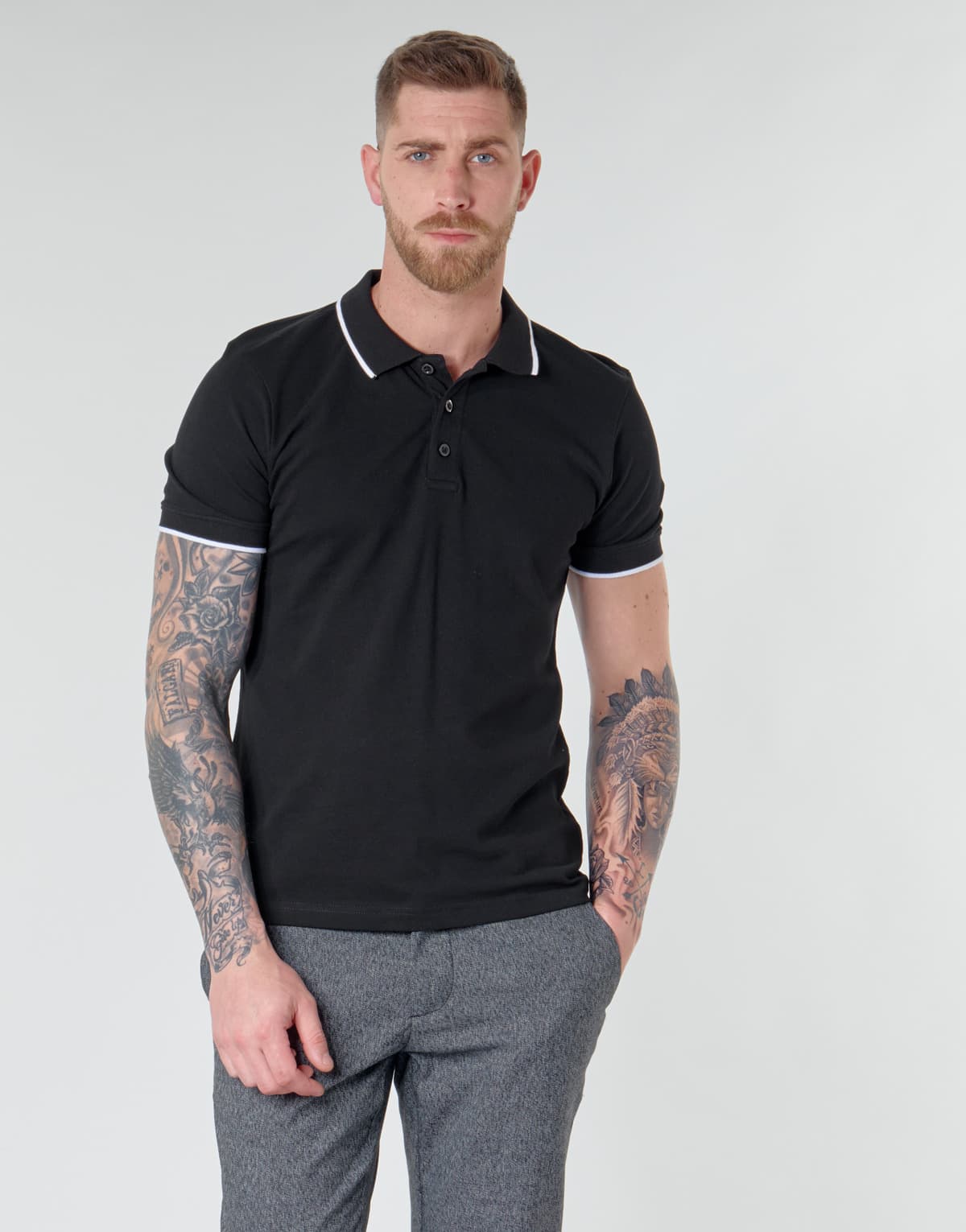 Men's Polo Shirts Yurban Black