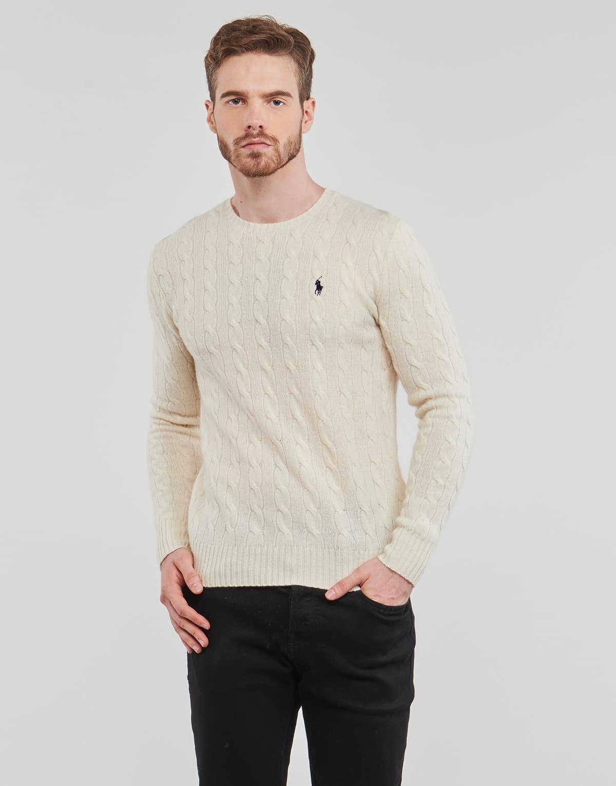 ΠΛΕΚΤΟ POLO PALPH LAUREN LSCABLECNPP-LONG SLEEVE-PULLOVER CREAM POLO RALPH LAUREN