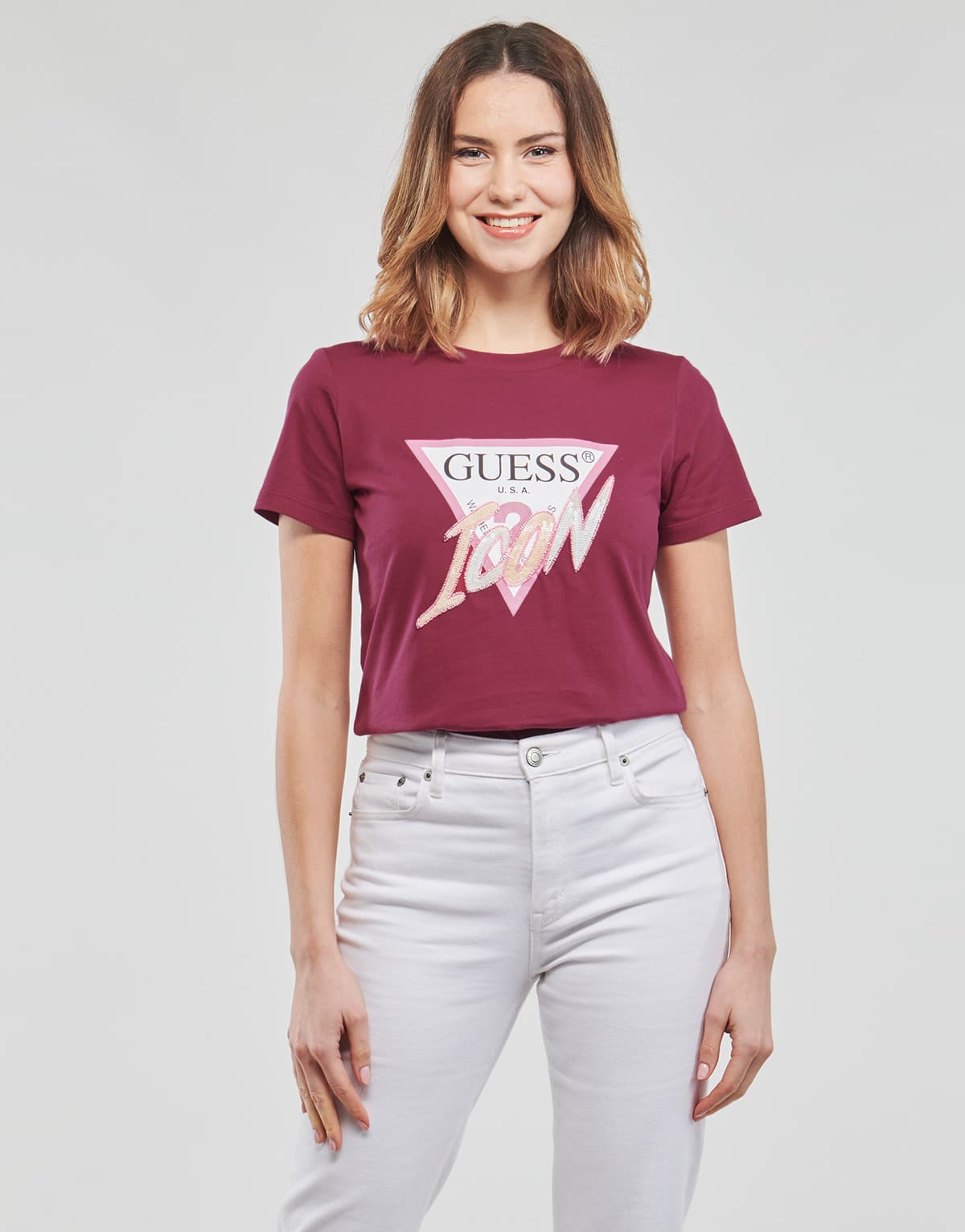 Women's T-Shirts Guess Bordeaux