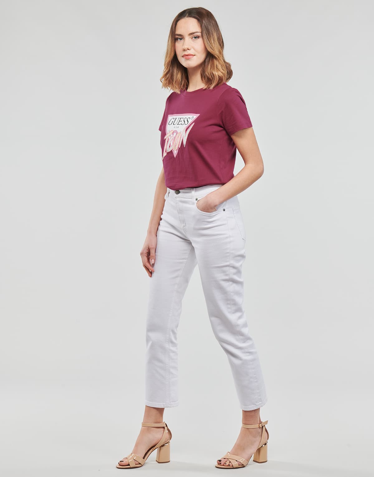 Women's T-Shirts Guess Bordeaux