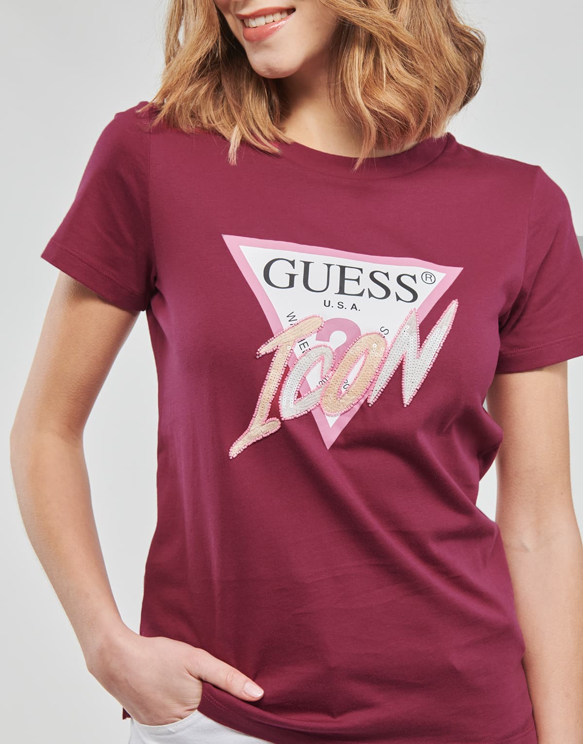 Women's T-Shirts Guess Bordeaux