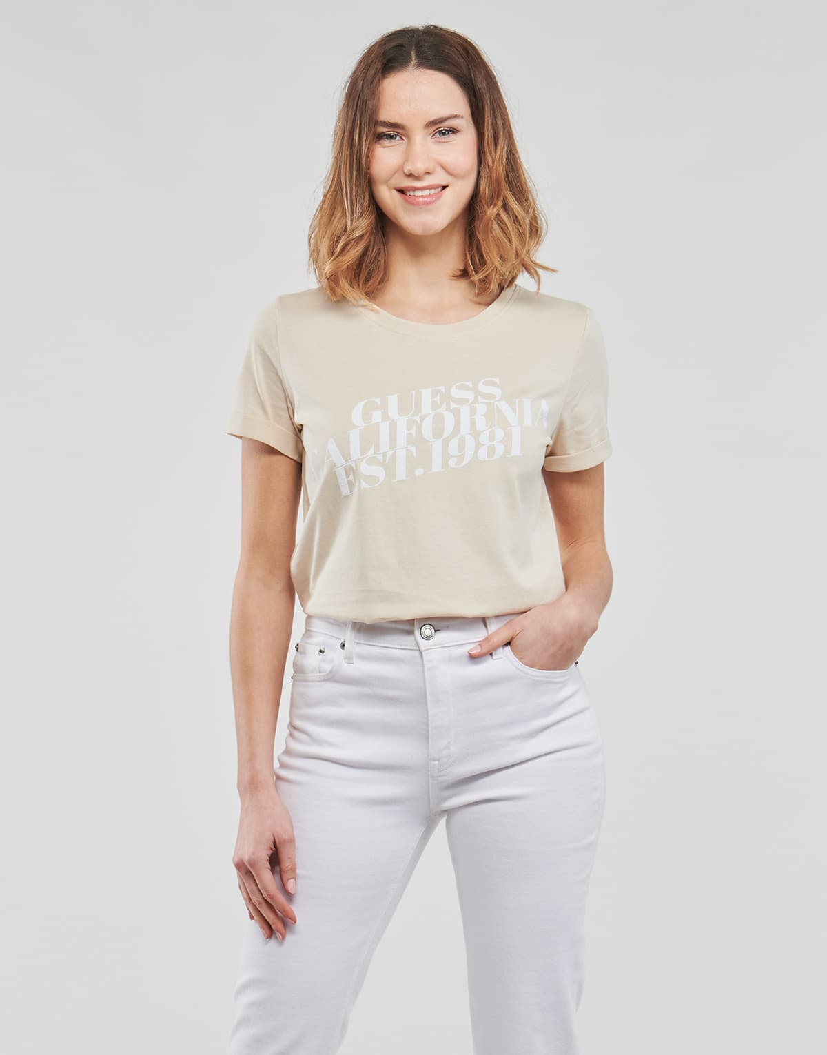 Women's T-Shirts Guess Beige