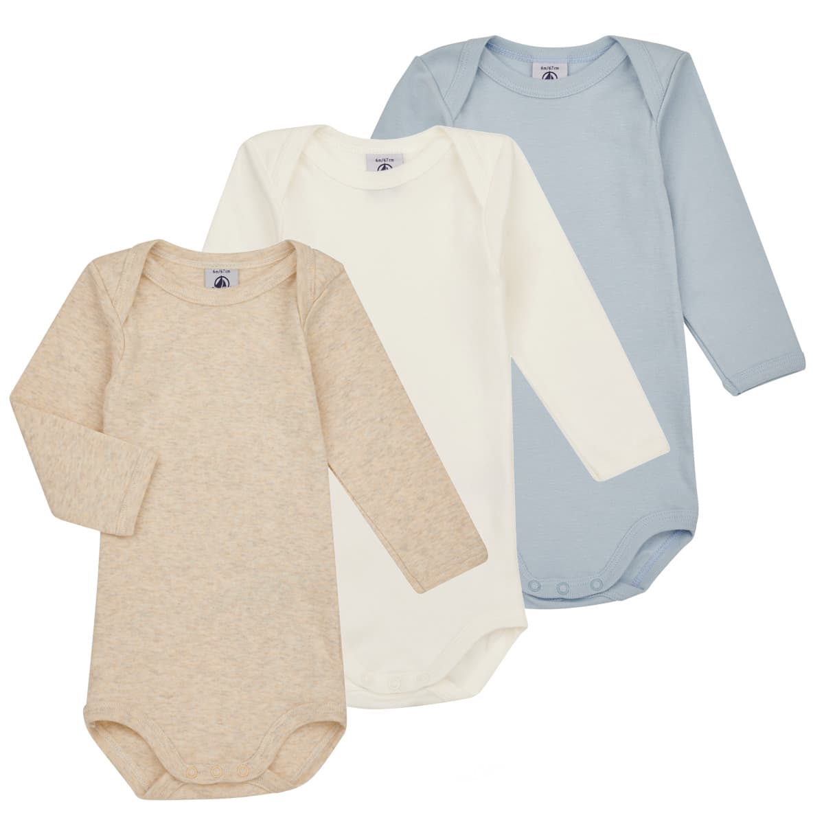 Παιδικά κορμάκια Petit Bateau BODY US ML PASTEL PACK X3