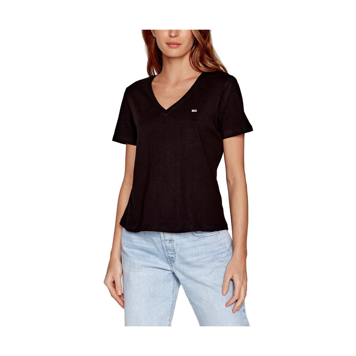T-shirt με κοντά μανίκια Tommy Hilfiger TOMMY JEANS V NECK SLIM FIT T-SHIRT WOMEN