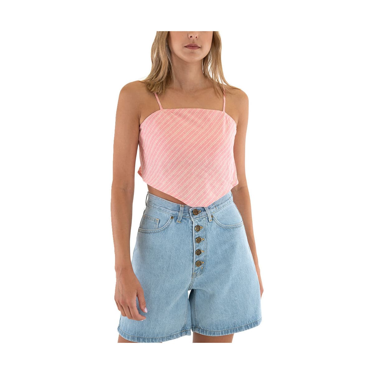 Μπλουζάκια με μακριά μανίκια Only ONLSOPHIE STRAP STRIPE CROP TOP WOMEN