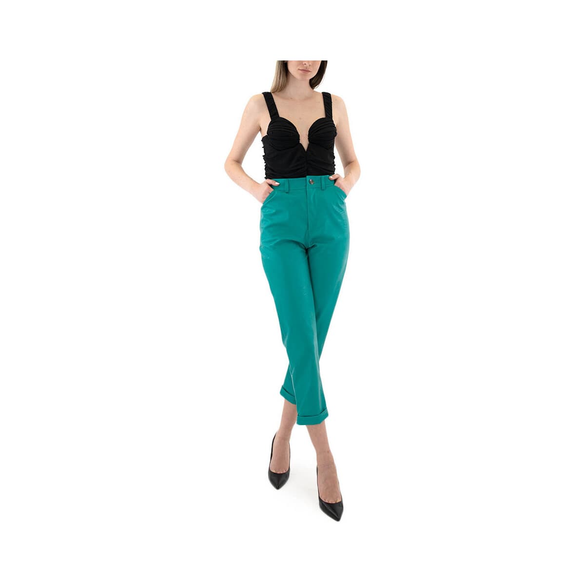 Women's Pants Black N Black Multicolor