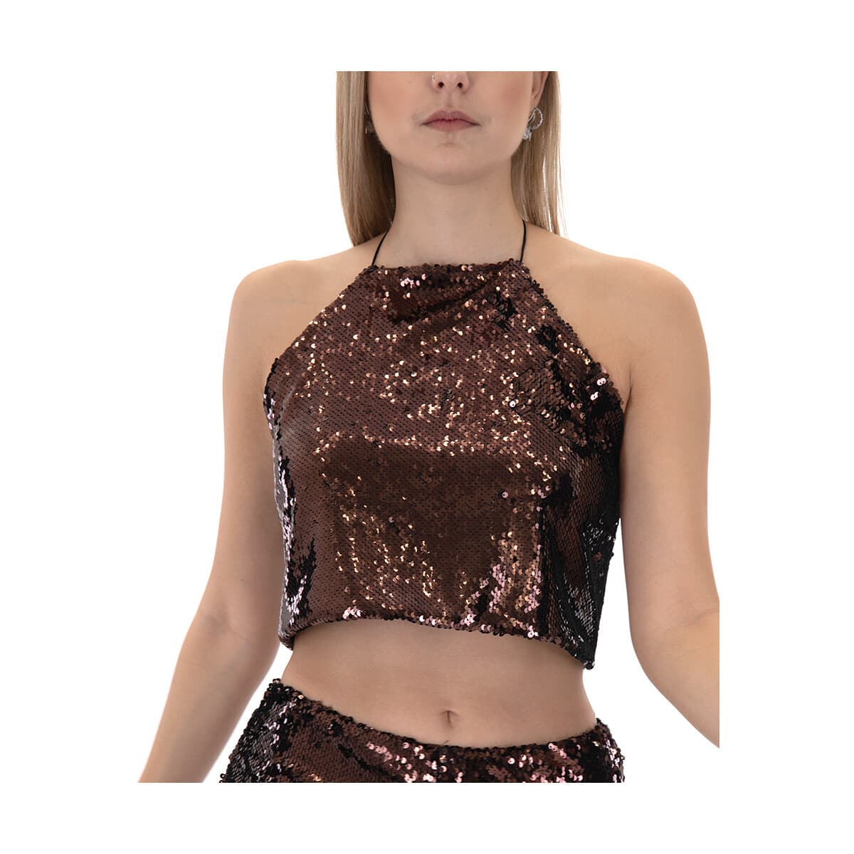 Μπλουζάκια με μακριά μανίκια Studio 83 FESTIVE CROP TOP WOMEN