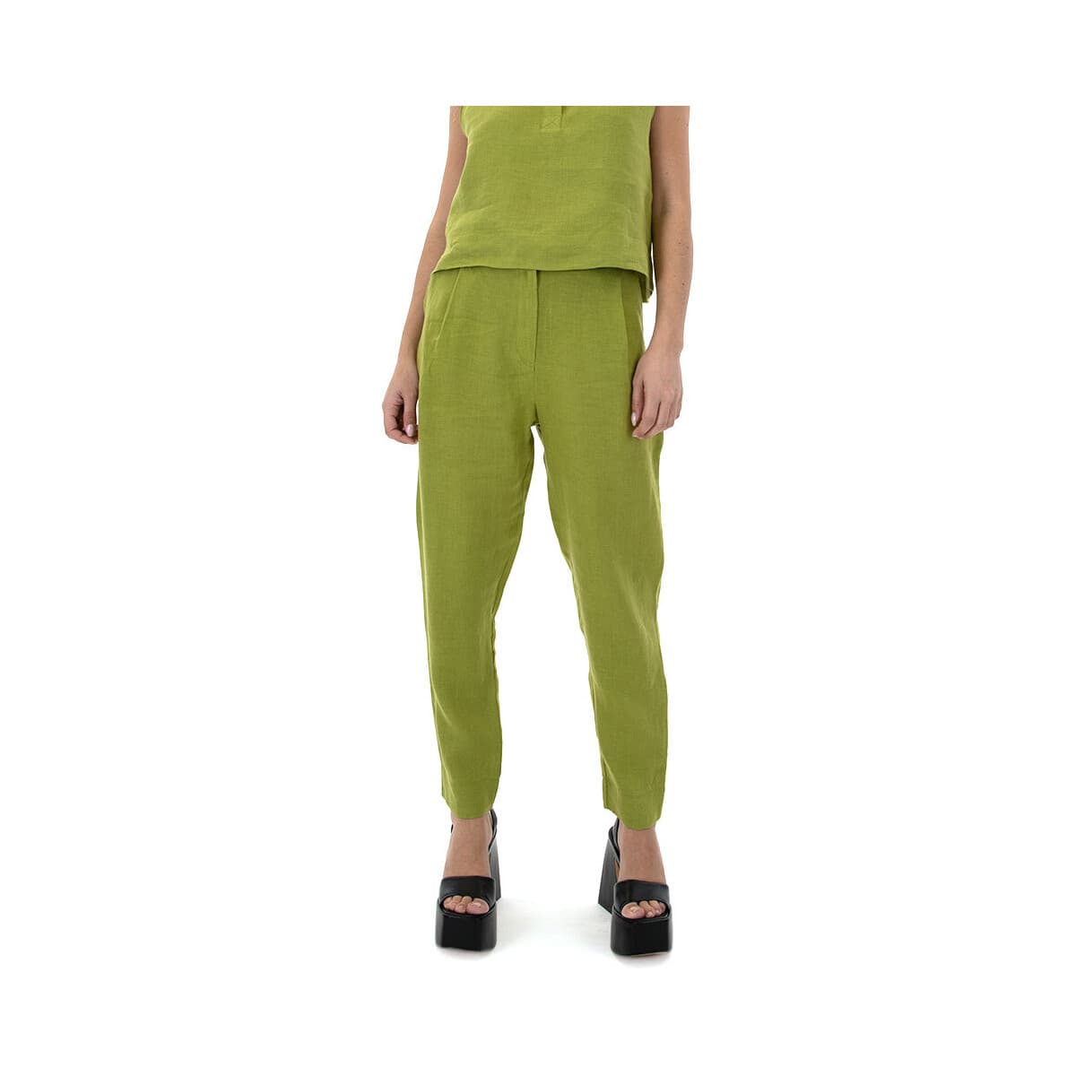 Linen High Waist Pants Women Moutaki
