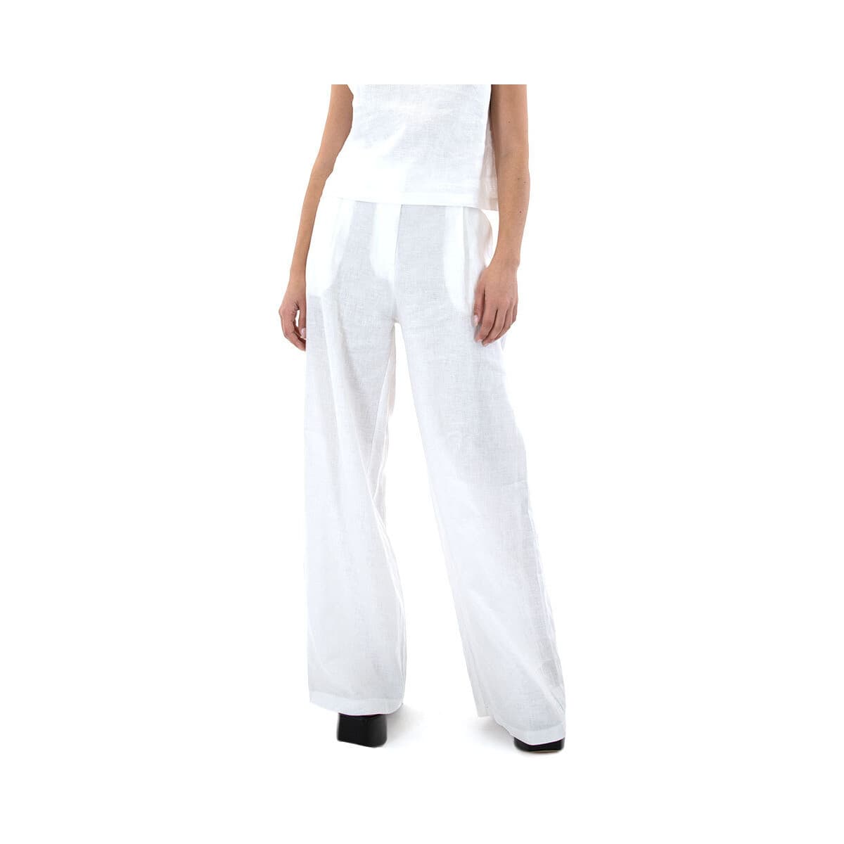 Παντελόνια Moutaki LINEN HIGH WAIST PANTS WOMEN