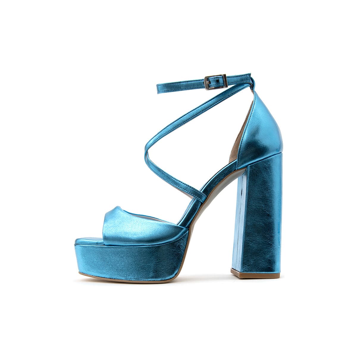 Σανδάλια με τακούνι Fardoulis METALLIC LEATHER HIGH HEEL SANDALS WOMEN