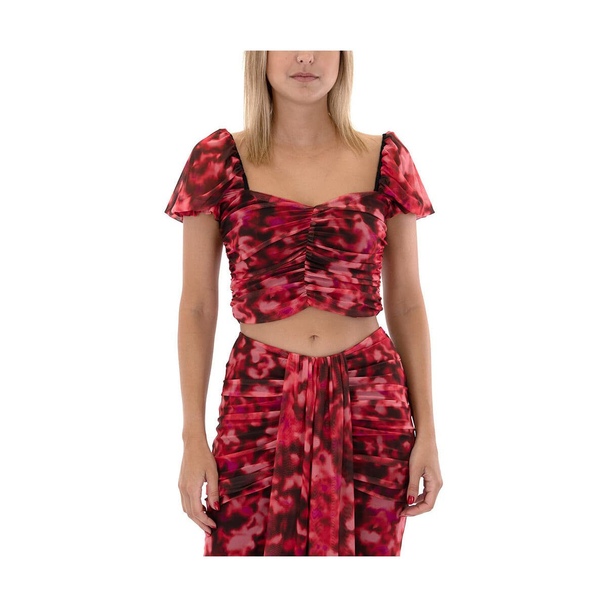 Μπλουζάκια με μακριά μανίκια Twenty-29 TULLE SHORTSLEEVE CROP TOP WOMEN