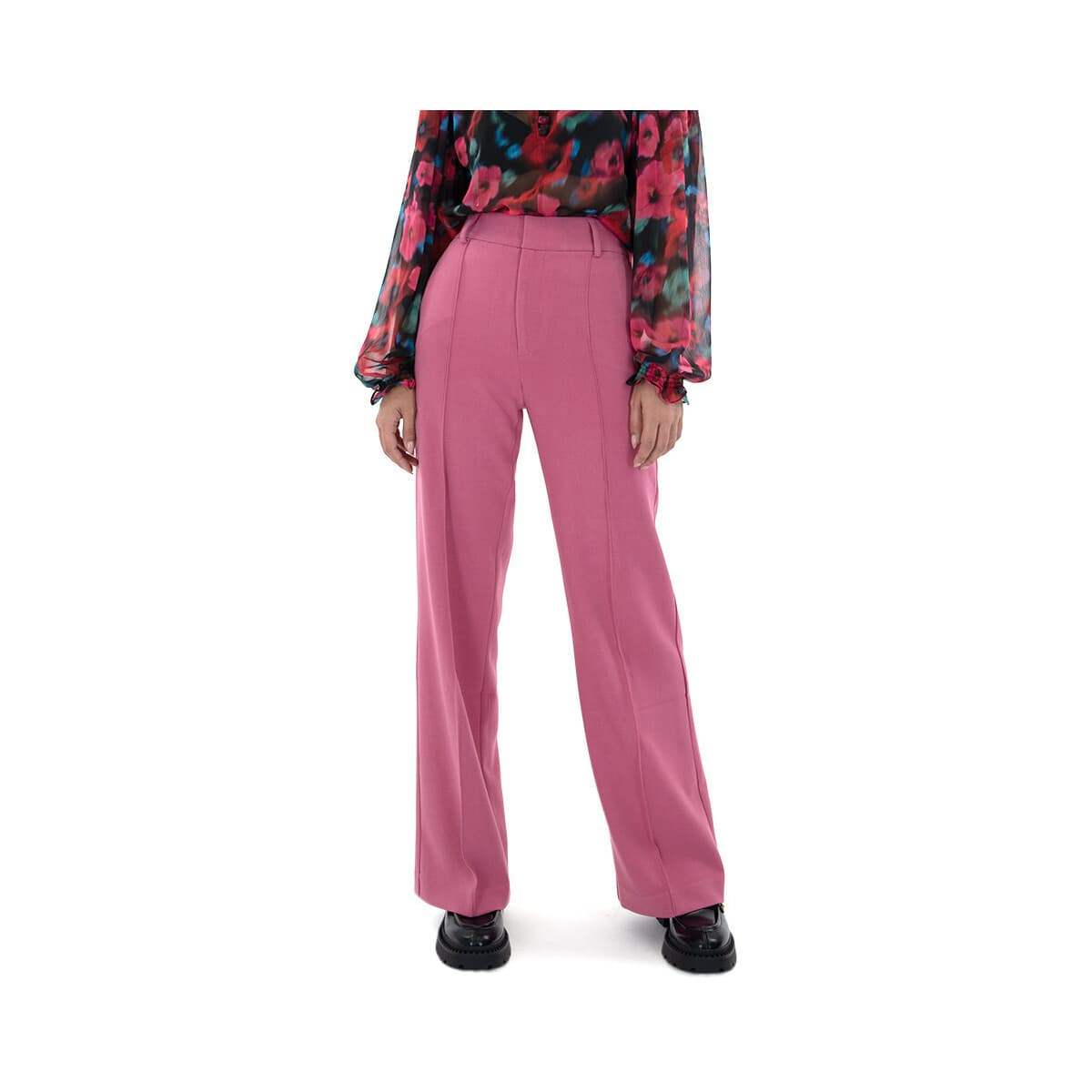 Παντελόνια My T Wearables HIGH WAIST STRAIGHT FIT PANTS WOMEN