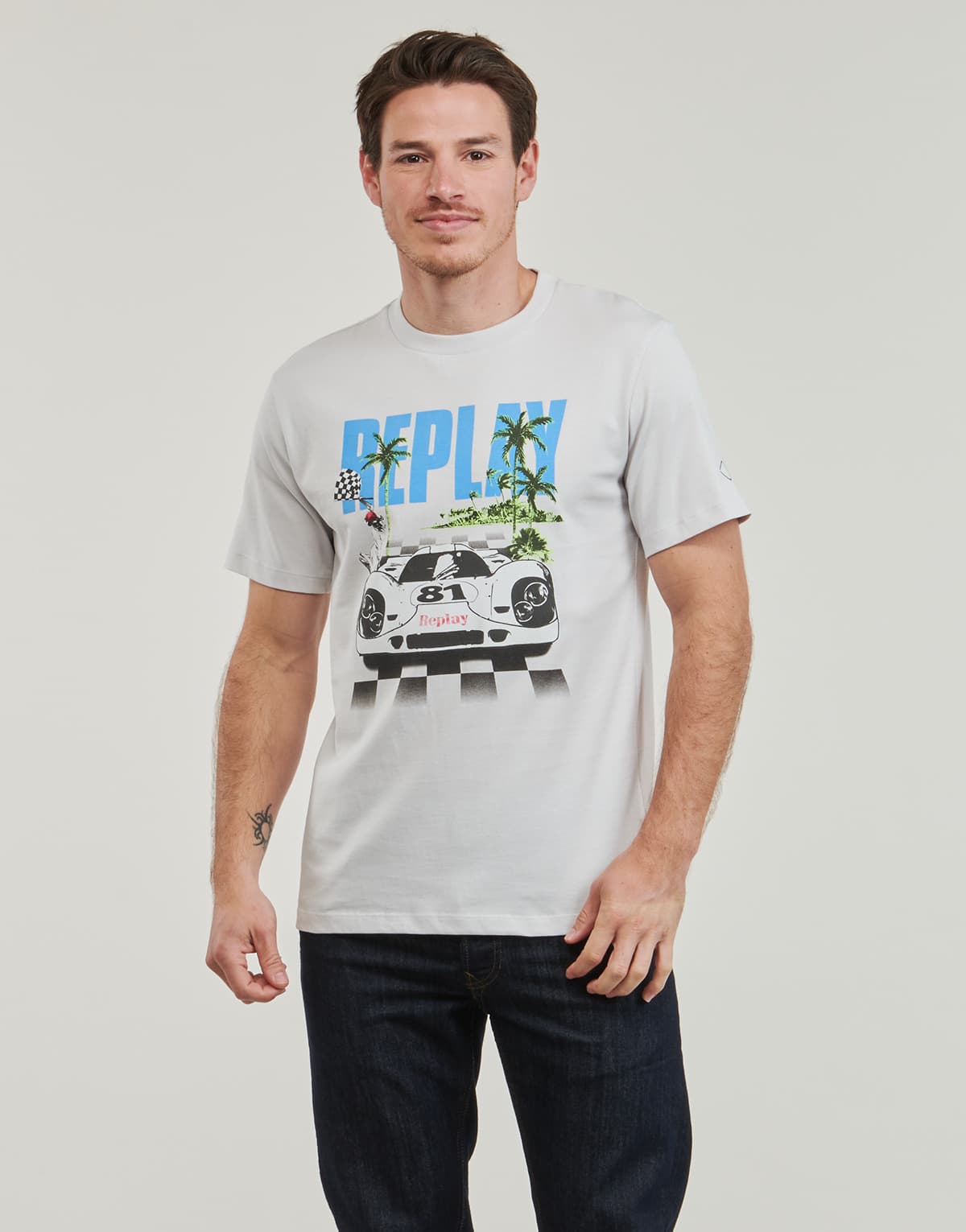 Men's T-Shirts Replay Gray