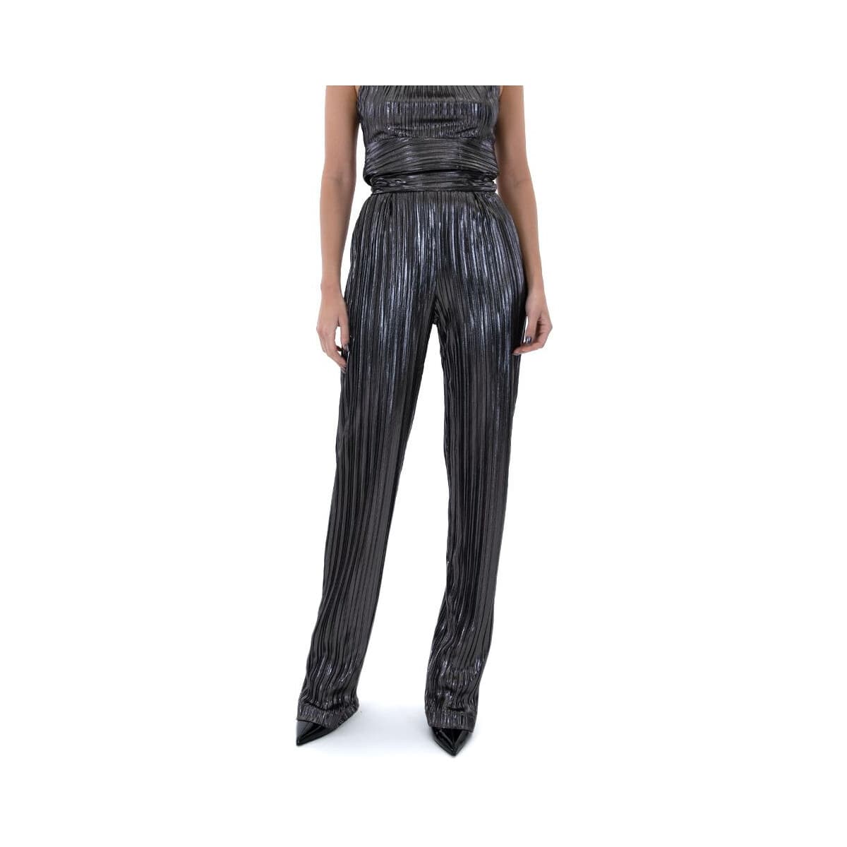 Παντελόνια Mi-Ro HIGH WAIST PLEATED STRAIGHT FIT PANTS WOMEN