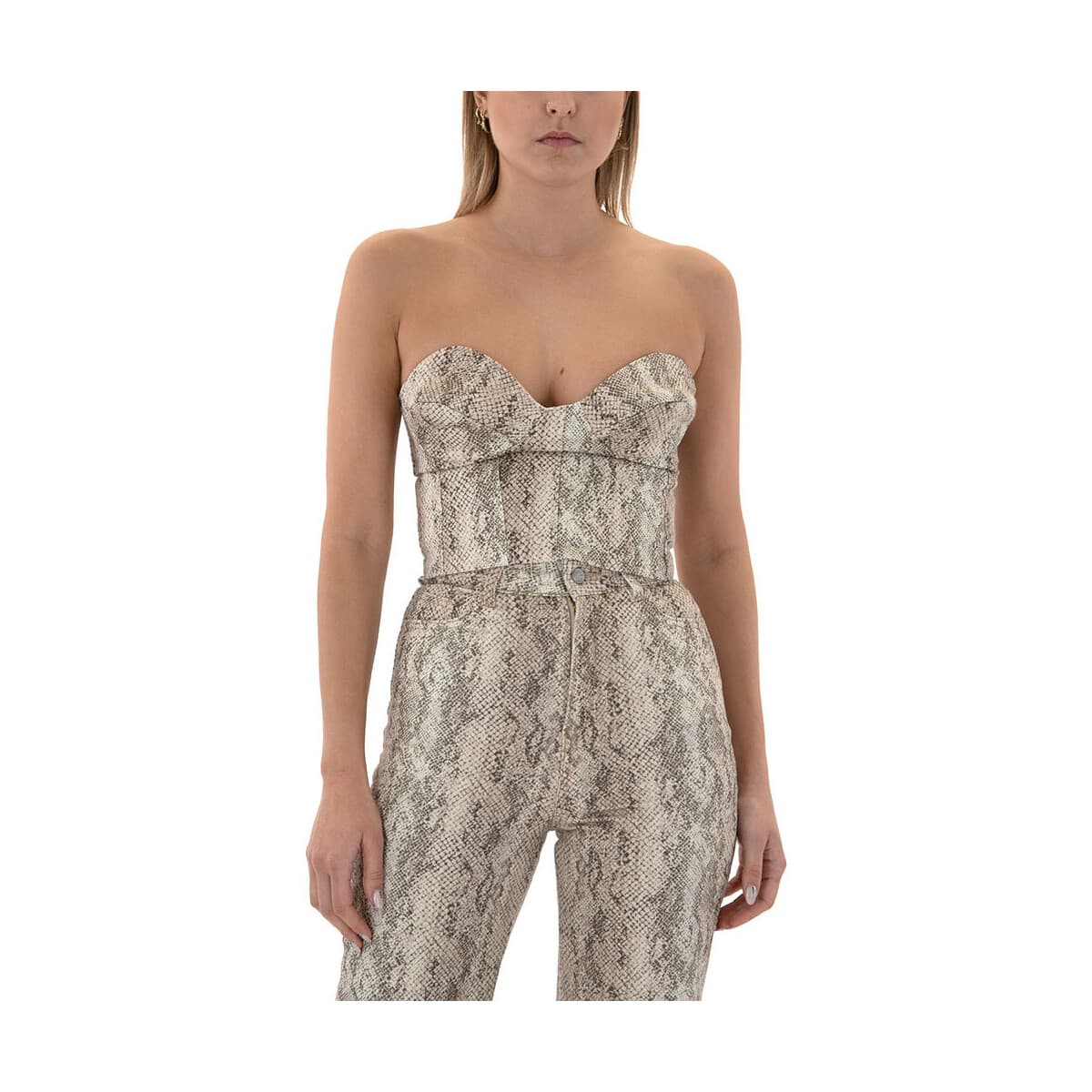 Μπλουζάκια με μακριά μανίκια Studio 83 MARA DENIM COBRA BUSTIER WOMEN