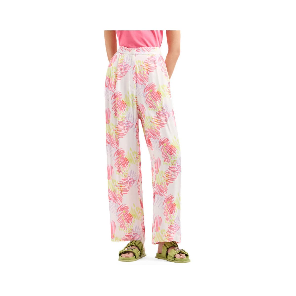 Παντελόνια EAX HIGH WAIST WIDE LEG PANTS WOMEN