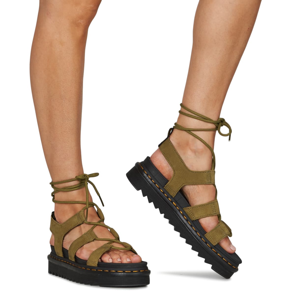 Women's Platforms Dr. Martens Khaki