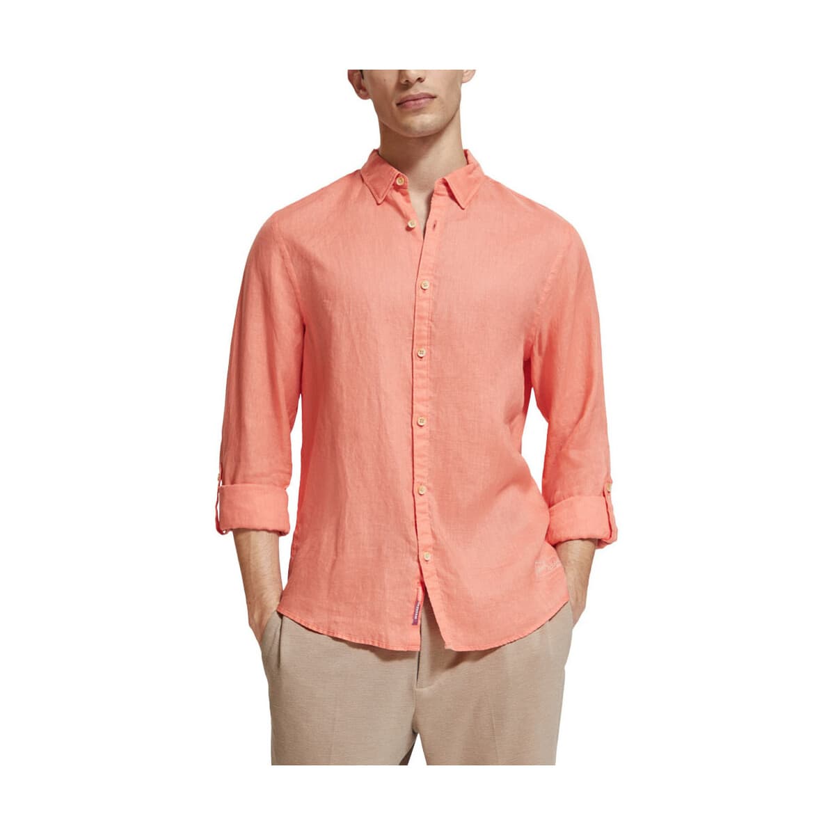 Πουκάμισο με μακριά μανίκια Scotch & Soda LINEN ROLL UP SLEEVES SHIRT MEN SCOTCH SODA